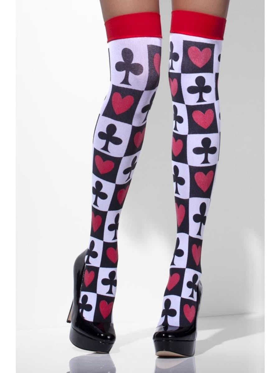 Women's Opaque Hold-Ups Poker Pattern In Display Box