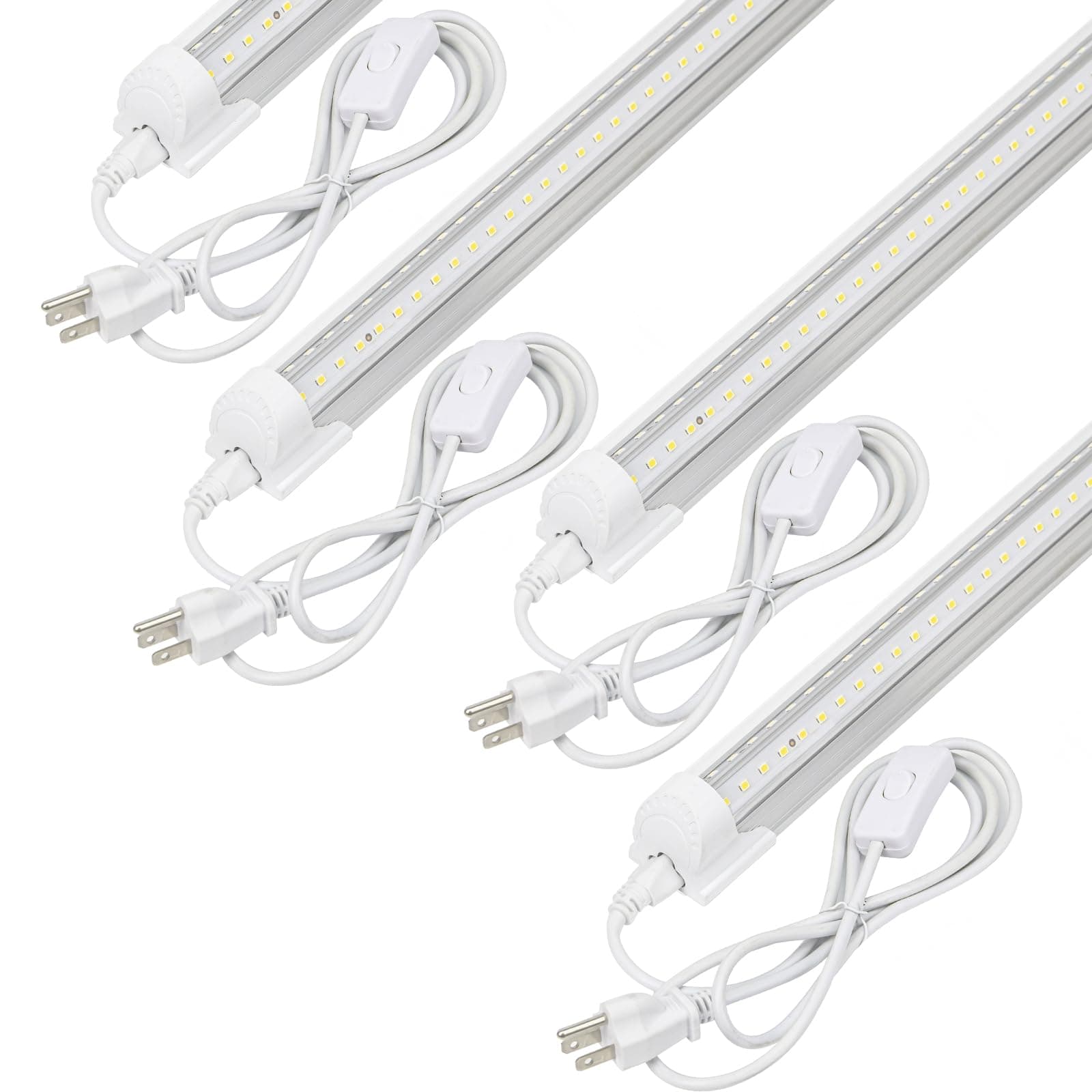 4Pack LED Shop Light 4FT,V Shape Integrated T8 LED Tube Light,6300LM,42W,5000K Super Bright White,High Output Linkable Shop Lights