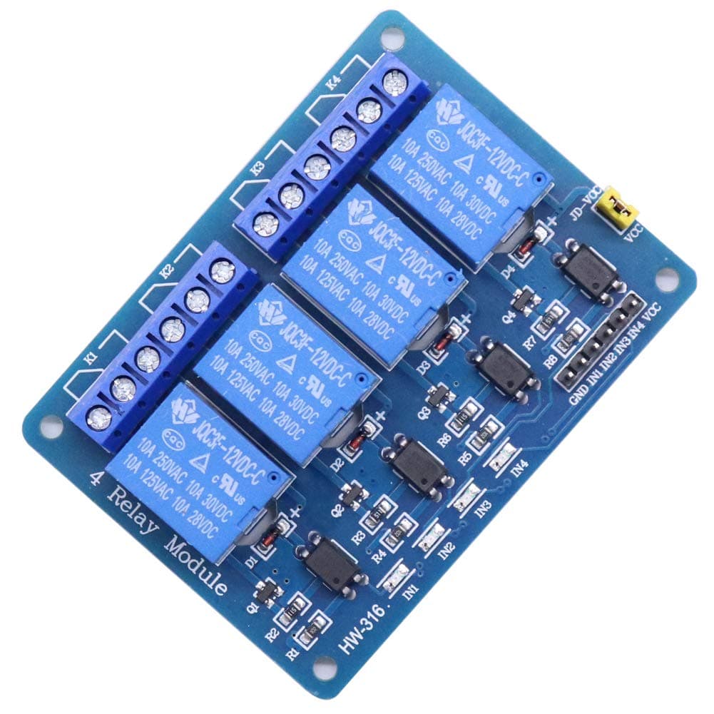 4 Channel DC 12V Relay Module with Optocoupler Isolation Relay Control Board Compatible with Arduino UNO R3 Raspberry Pi DSP AVR PIC ARM