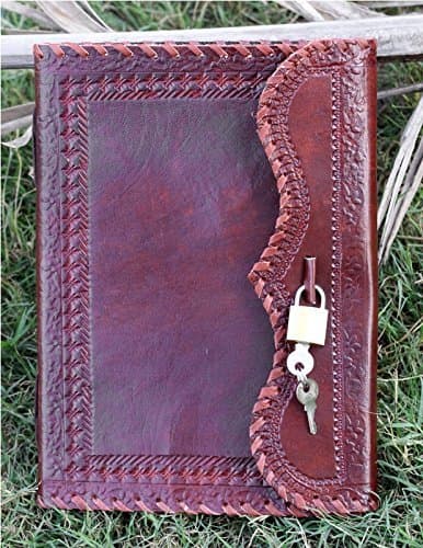 Cool Stuff Leather Journal Lock And Key Notebook Diary Sketchbook Travel Blank Book 10X7 Inches