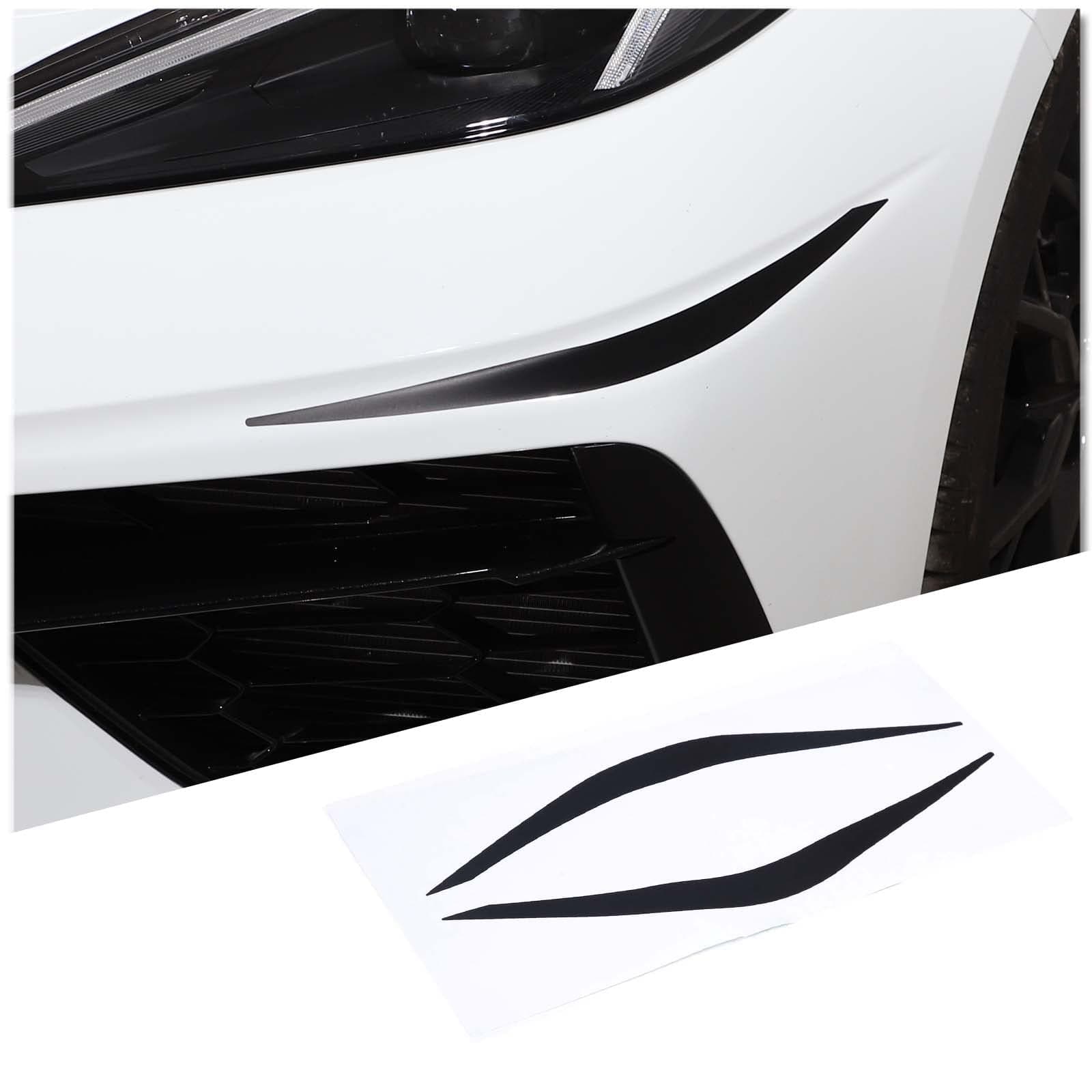 CHEAYAR Car Front Corner Bumper Guard Protector Anti-Collision Strip Sticker Compatible with Chevrolet Corvette C8 2020-2023, Front Bumper Lip Corner Decal C8 Accessories (Black)