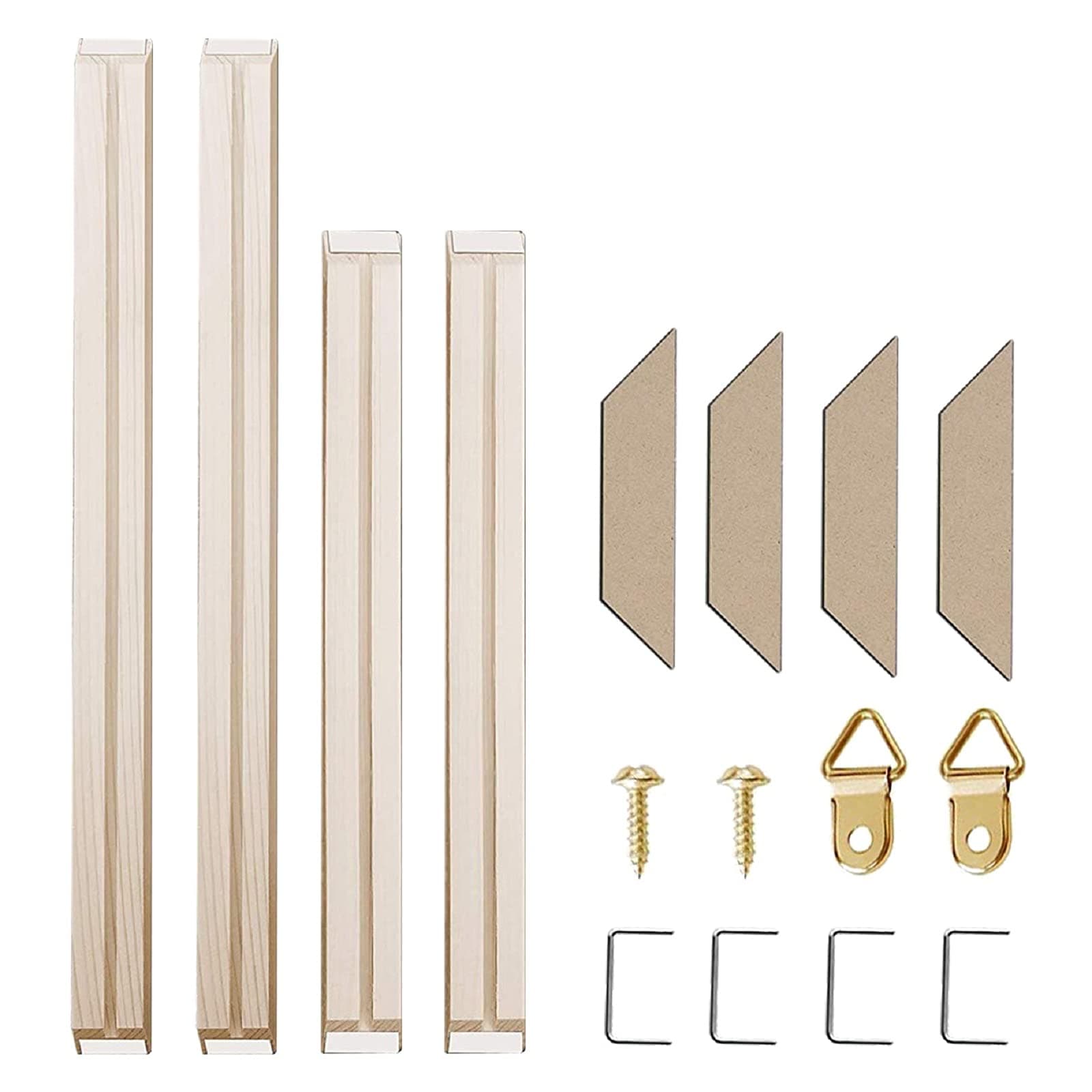 DIY Wood Stretcher Bars for Canvas Solid Wood Canvas Frame Kit Easy to Assemble for Gallery Wrap Oil Painting Wall Art Posters Customized Wooden Frame Kit