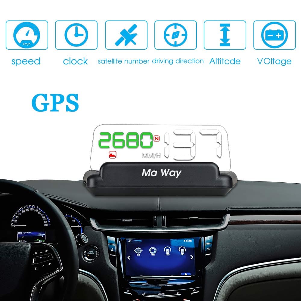 Head Up Display, 4.3" LCD Digital HUD Display GPS Speedometer High Visualization Digital GPS Light Sensor Performance Competitive Direction Driving Mileage Altitude Time Travel Speed Alarm
