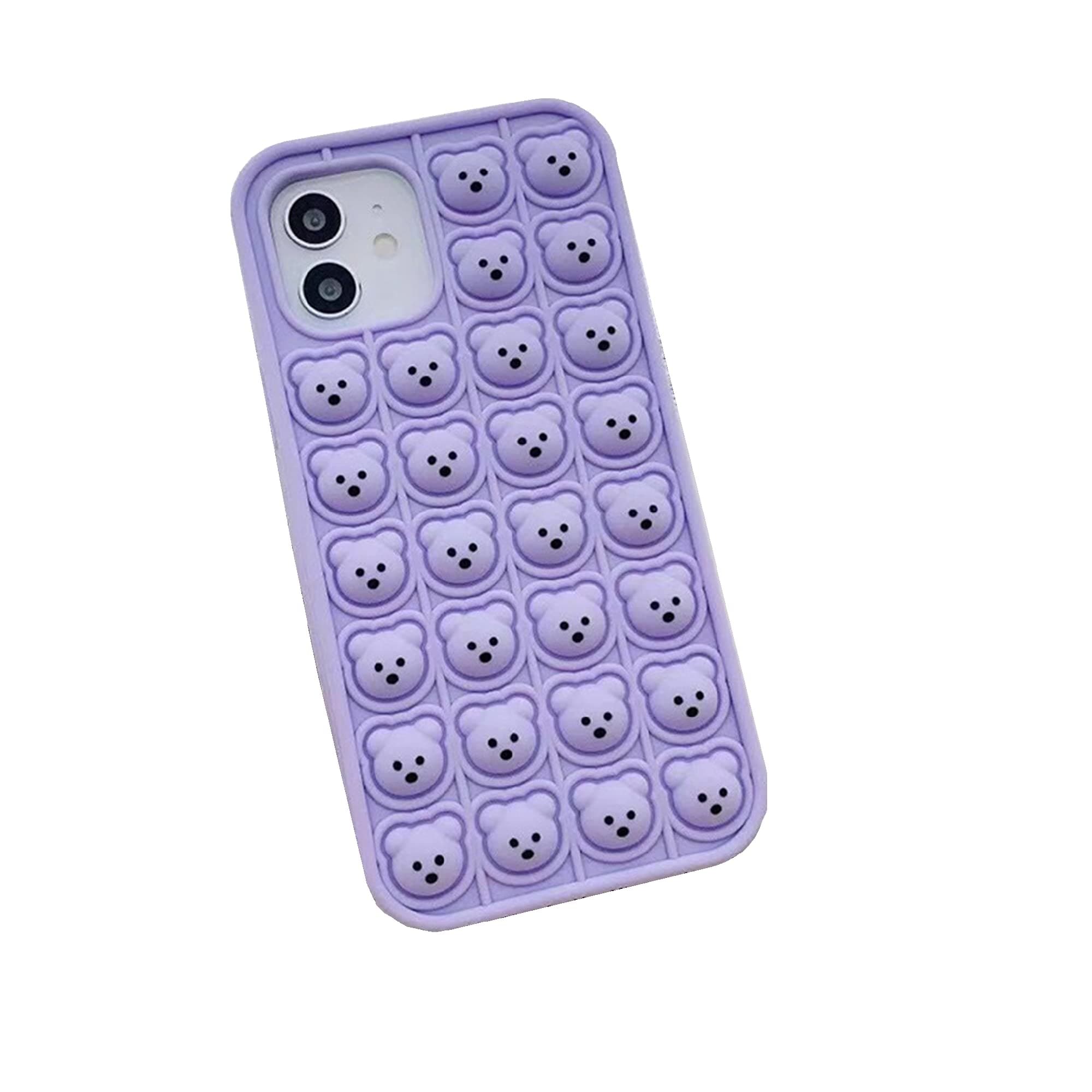 Case for Apple iPhone, Push Bubble Fidget Toy Shockproof Phone Case, Stress Relief and Anti-Anxiety,Good Gift (Purple, iPhone 11 6.1'')