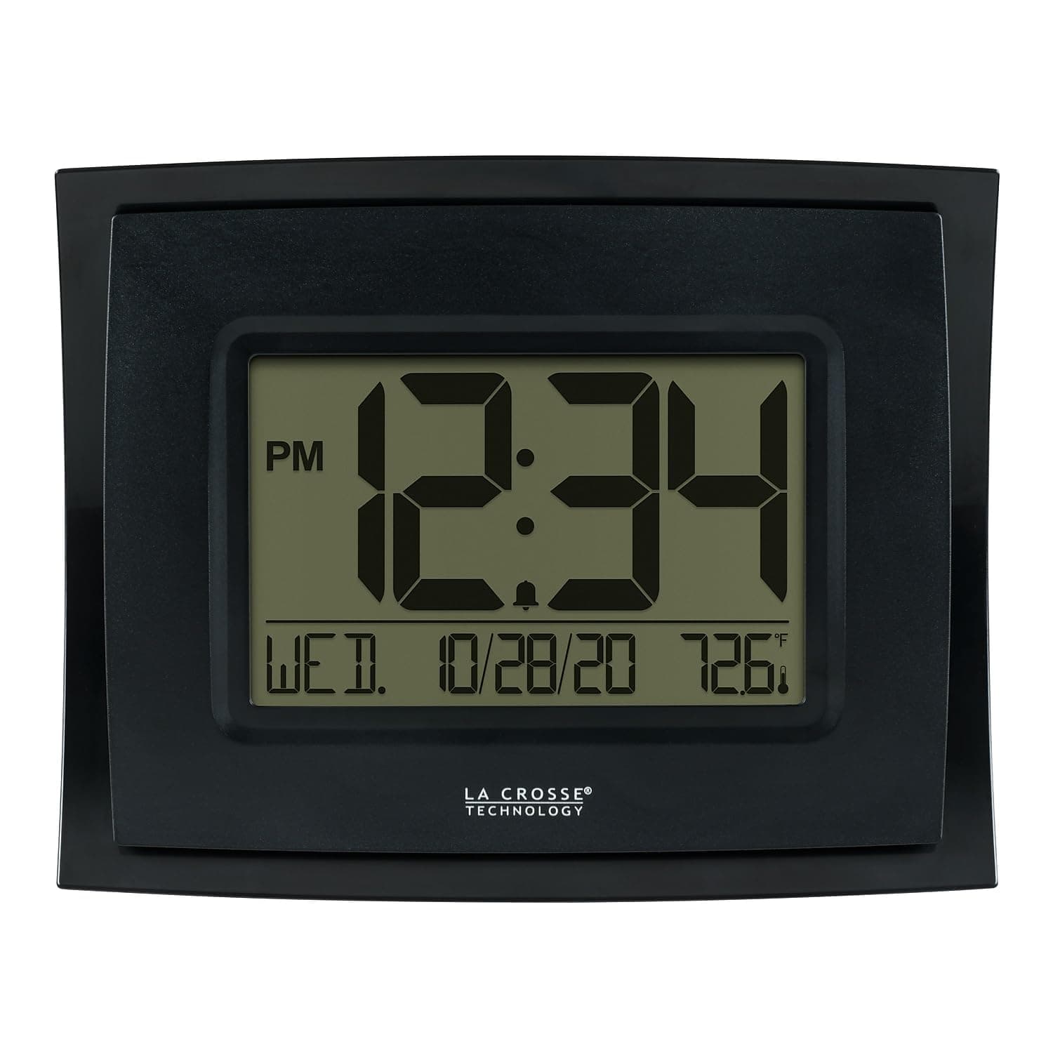 WT-8002U-B-INT Digital Black Clock with Indoor Temperature