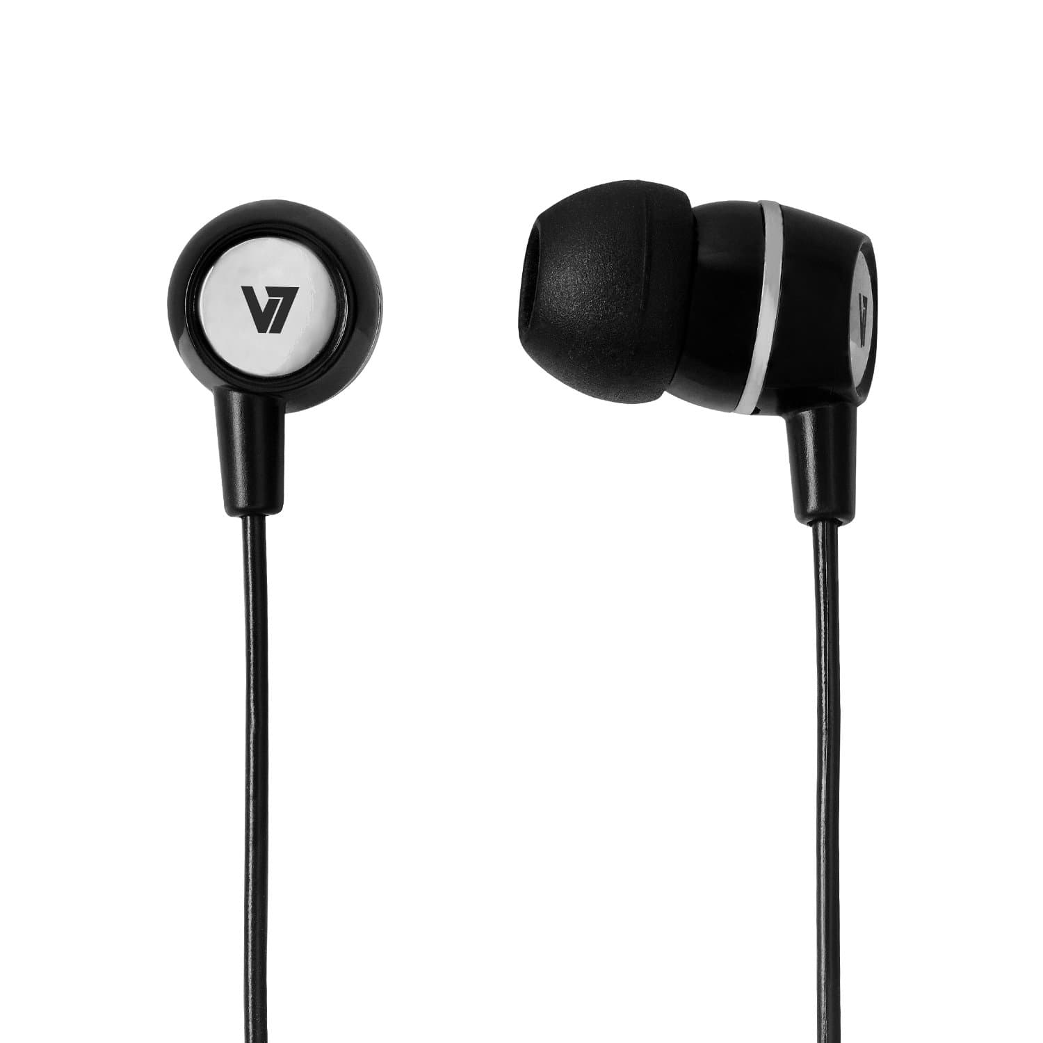 V7 3.5mm Noise Isolating Stereo Earbuds with Inline Microphone - HA110-BLK-12EB