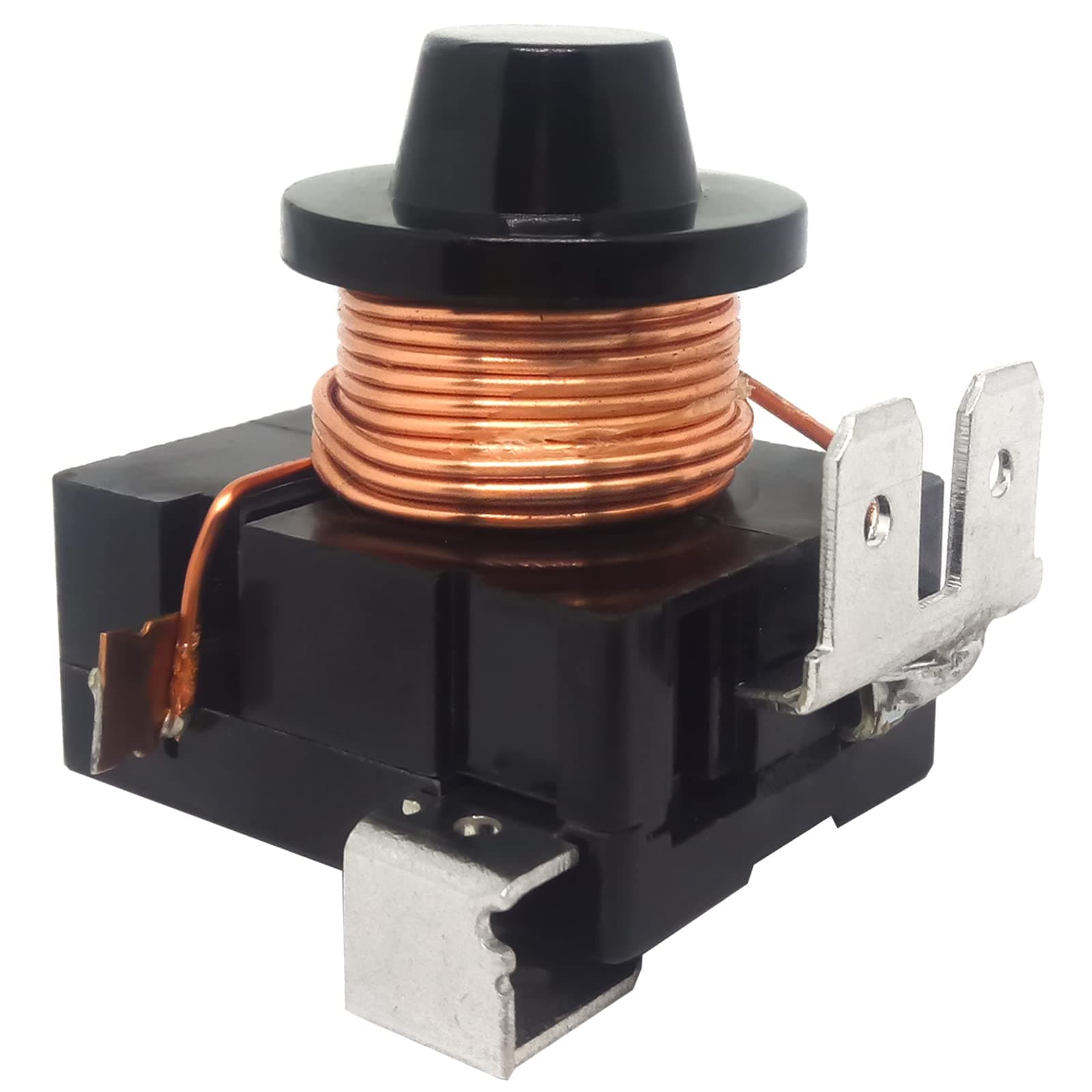 NGE 2pcs 1/3HP 250W Automatic Refrigerator Compressor Relay Starter, 3-Pin, Black, Copper Brown, Normally Open Contact