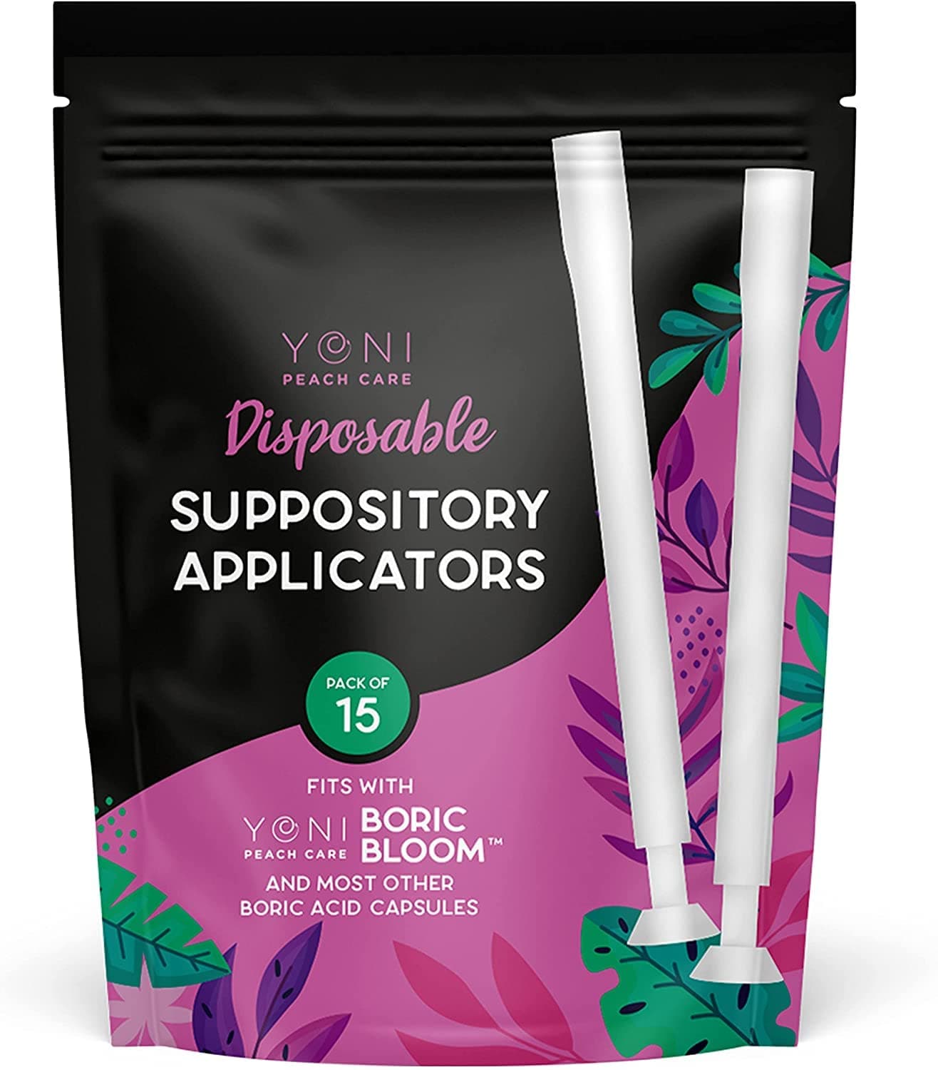 Vaginal Suppository Applicator (15 pack) - Disposable Suppositories Applicator for Women - Fits All Standard Size Capsules, Pills & Tablets - Soft Tip For Comfort & Easy Insert - Individually Wrapped