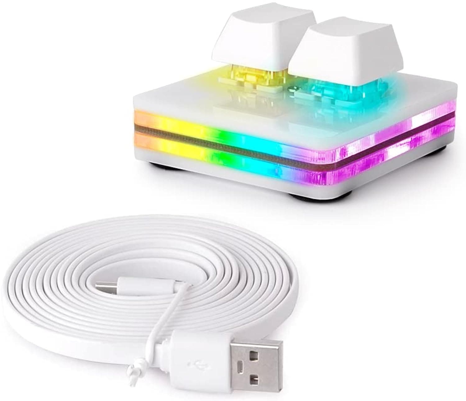 Ecarke 2-Key Gaming Keyboard, USB Mini 2-Key Keyboard, Mechanical Gaming PC Keyboards, Programming Macro with Software, RGB LED