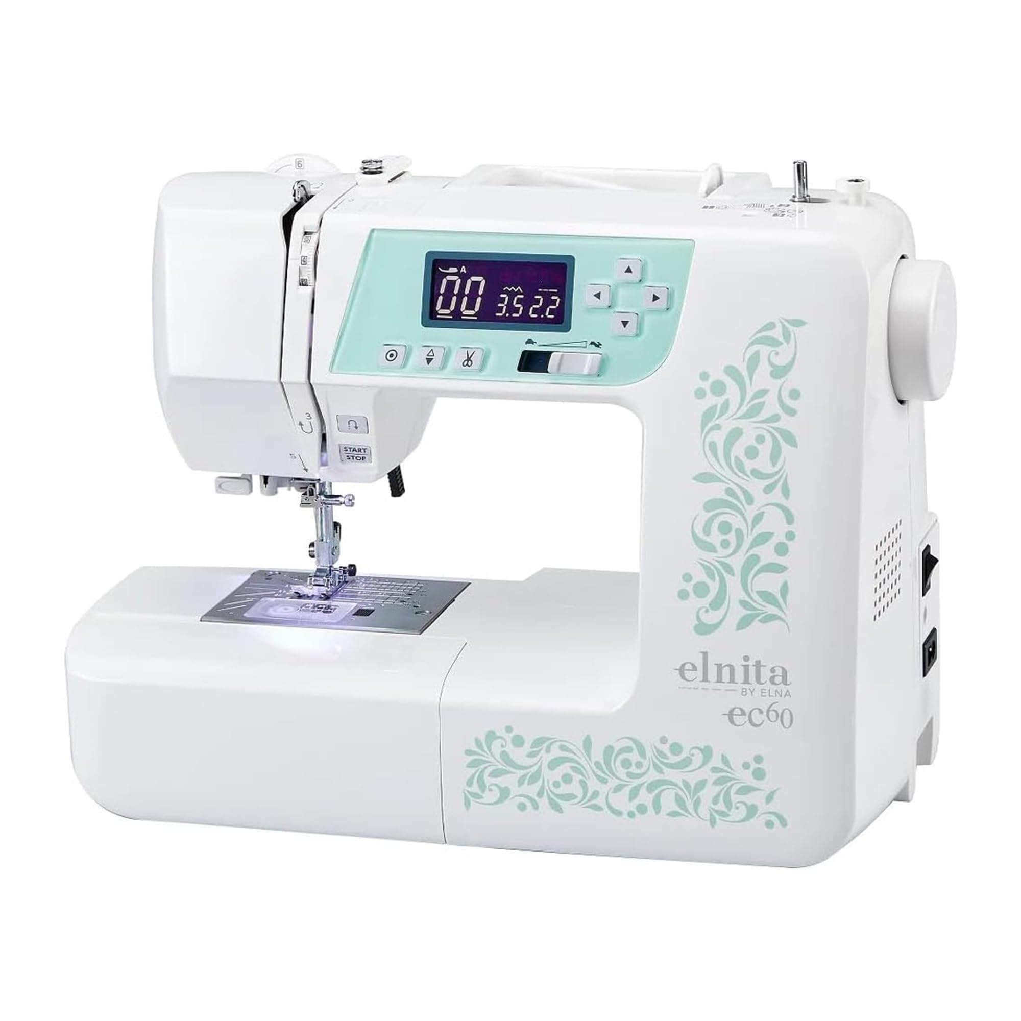 Elnita ec60 Computerized All Around Sewing Machine for Sewing and Quilting with 60 Built-in Stitches, Thread Cutter, Needle Threader, and Locking Stitch Buttons for Home