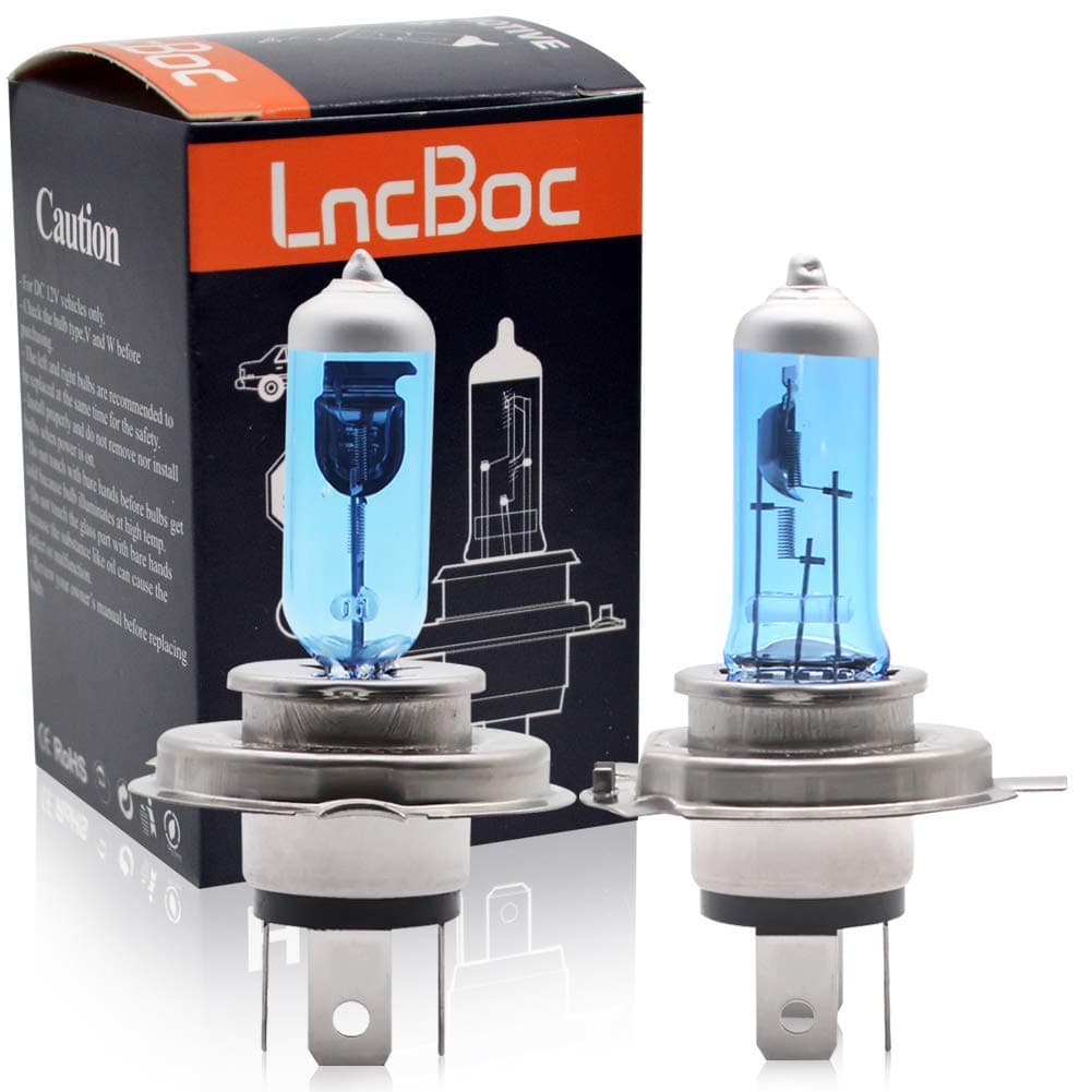 LncBoc H4 Headlight Bulb Car Front Head Light Headlight H4 Bulb Light Lamp 12V 55W Halogen Headlight Bulbs Replacement Kit, 4300K Warm White, 2 Pieces