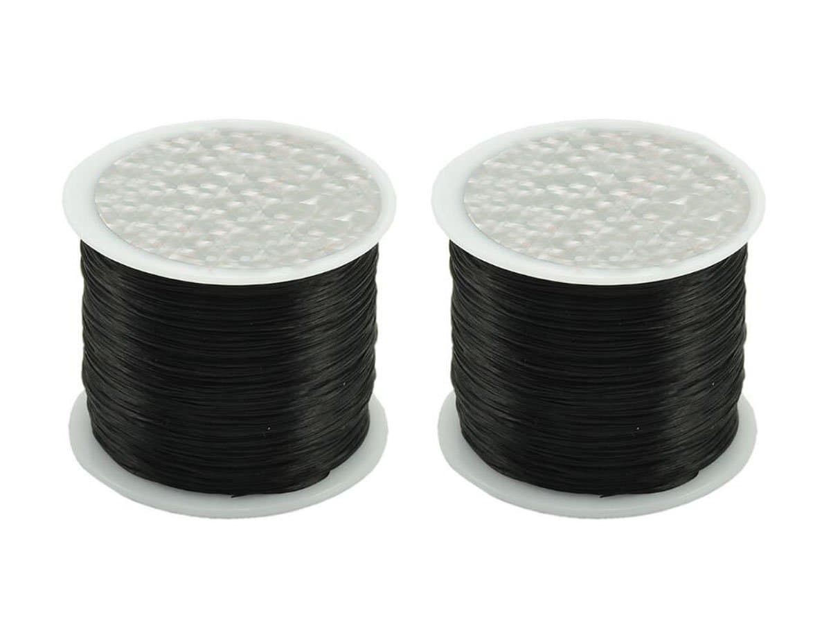 0.5mm Flat Crystal Elastic Line - 54 Yard/Roll - 2 Roll Beading Elastic Cord for DIY Handmade Accessories Beaded Bracelet Rope (Black)