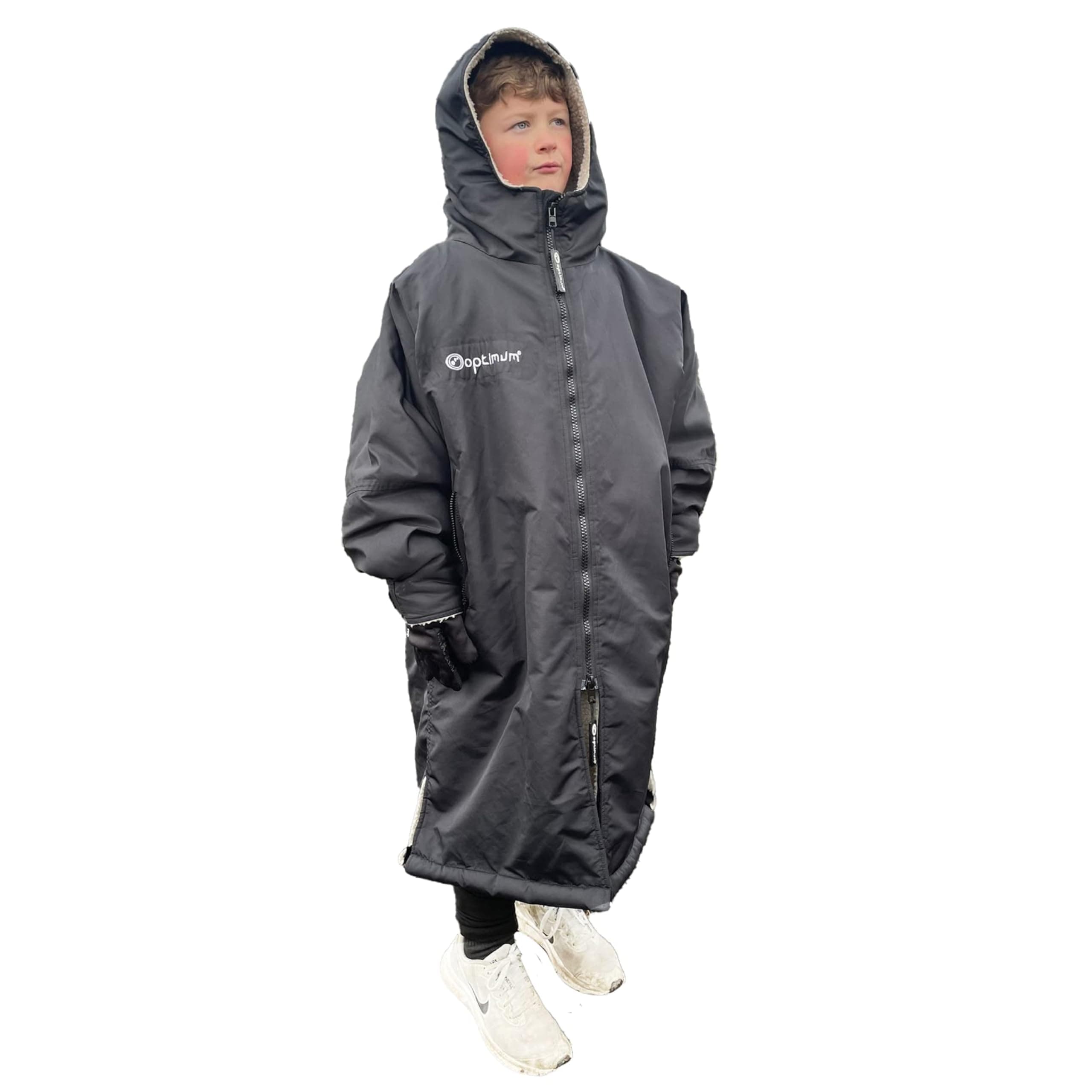 Optimum Drywrap Long Sleeve Changing Robe Quick Dry Windproof & Waterproof, Oversized Poncho Coat - Ideal for Camping Swimming Surfing Water-Sports, Outdoor & Beach Activities Black