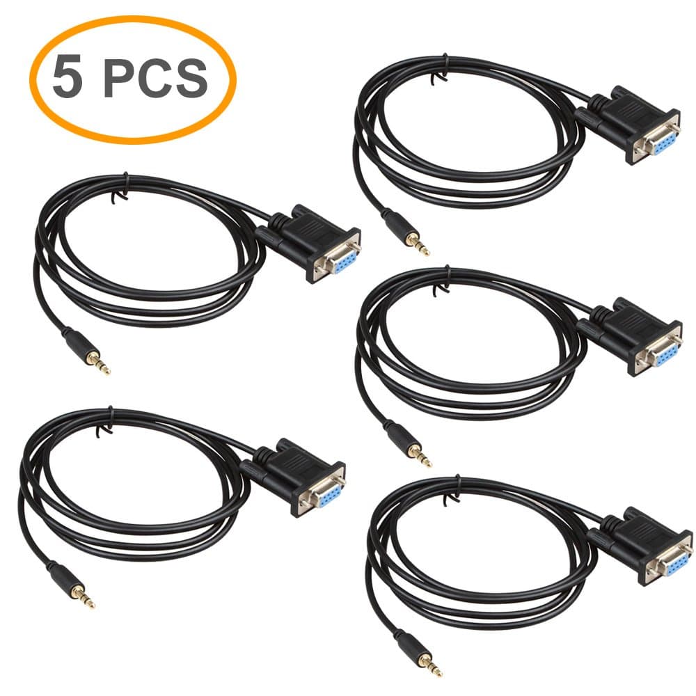 SHARPALIN 5 Pack 5 Feet DB9 Female to Audio DC3.5mm Serial Cable (5PCS DB9 Female to 3.5mm)