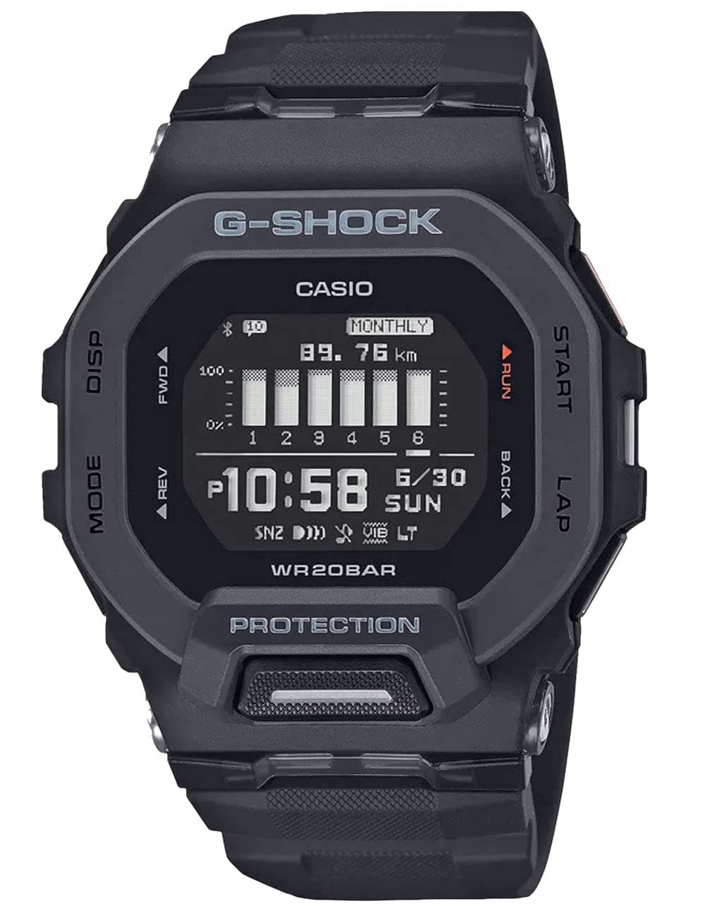 G-SHOCK Men's GBD200 Square Case Watch Black, Black, Step-tracker