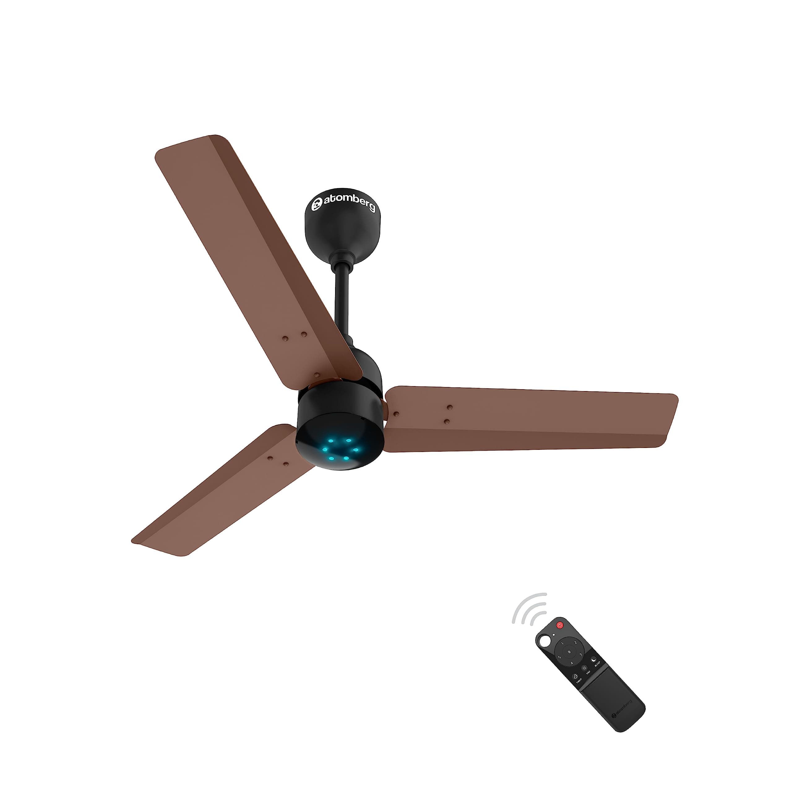 atomberg Renesa 900mm BLDC Ceiling Fan with Remote Control | BEE 5 star Rated Energy Efficient Ceiling Fan | High Air Delivery with LED Indicators | 2+1 Year Warranty (Brown & Black)