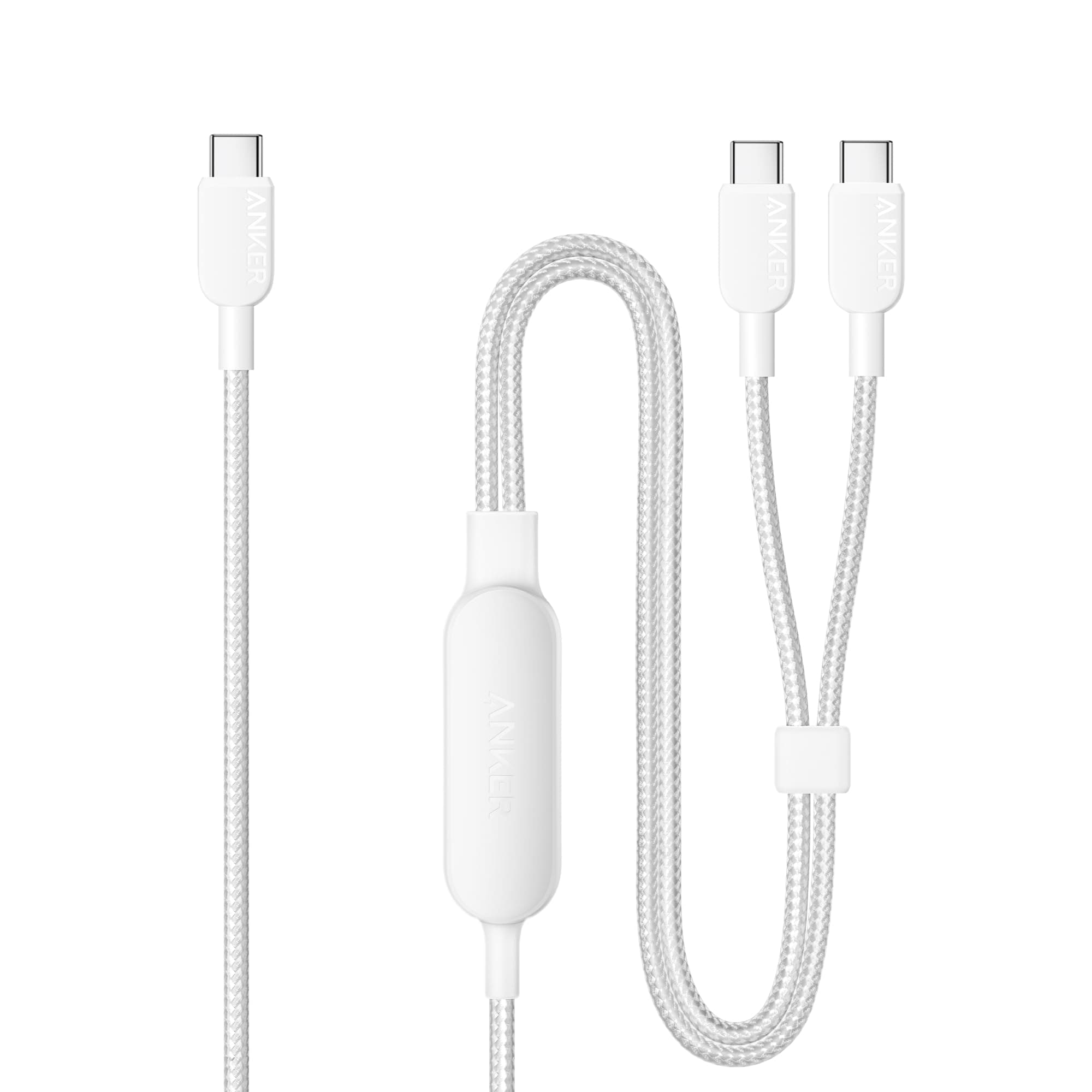 Cable,6FT 2-in-1 USB C to USB C Cable 140W Max,Fast Charging for iPhone 16/16 Pro Max/15 Series,MacBook Air/Pro,and More(Braided,White)