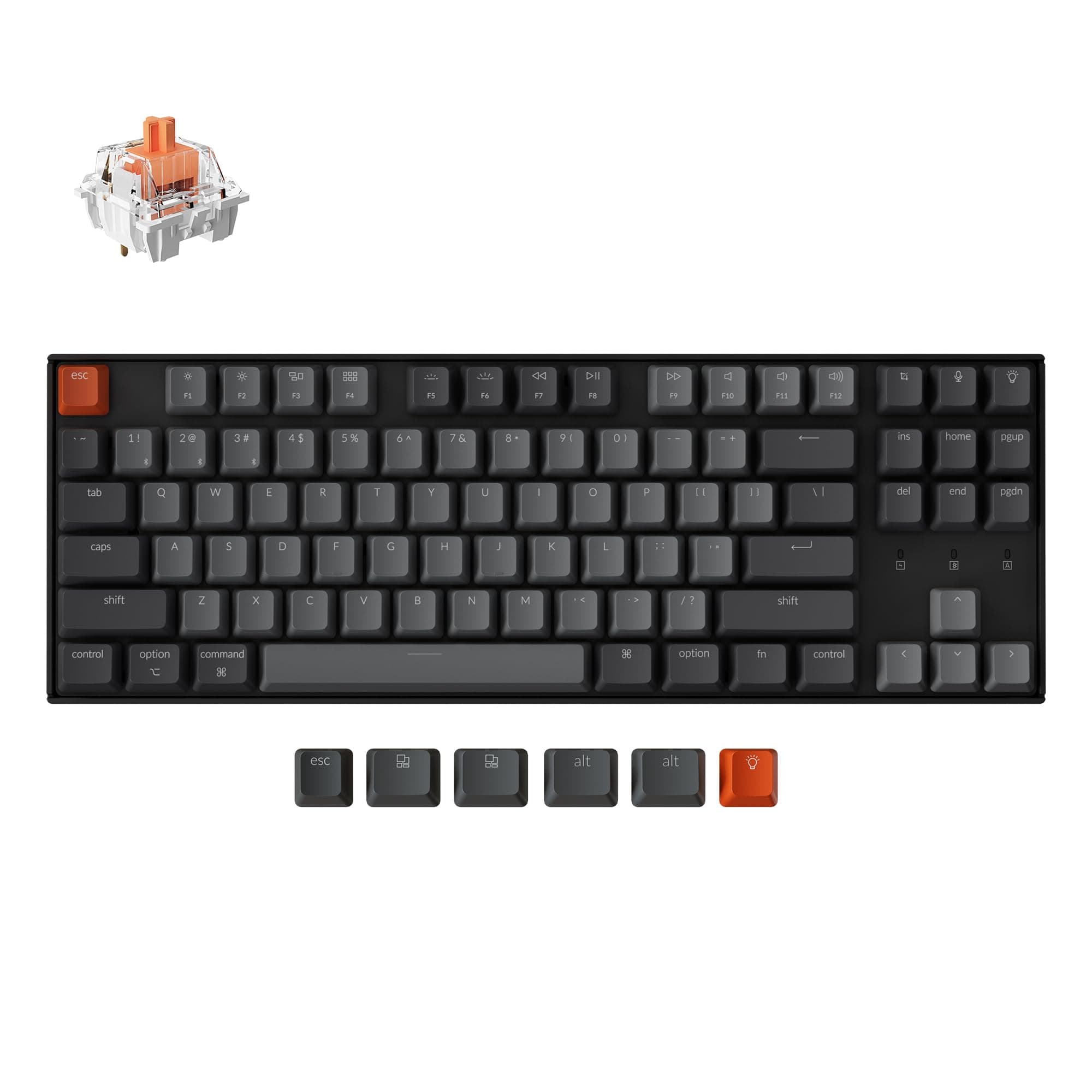 K8 Wireless Mechanical Keyboard – Silent Red Switch for Quiet Office and Gaming, TKL 87 Keys, Soft White LED Backlight, Bluetooth & USB-C Wired Connectivity, Compatible with Mac and Windows