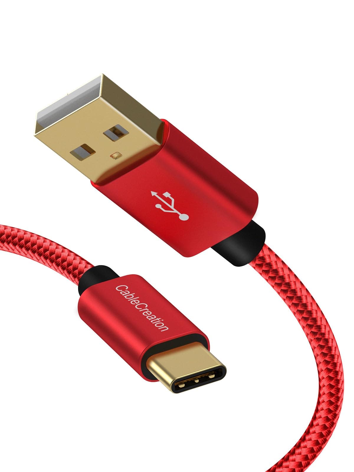 USB C Cable 1FT, Red USB A to USB C Cable 3A Fast Charging Braided USB C Male to USB Male Cable for Power Bank, Galaxy S23, iPad Pro iPad mini S22 S21 Z Flip, etc, Red