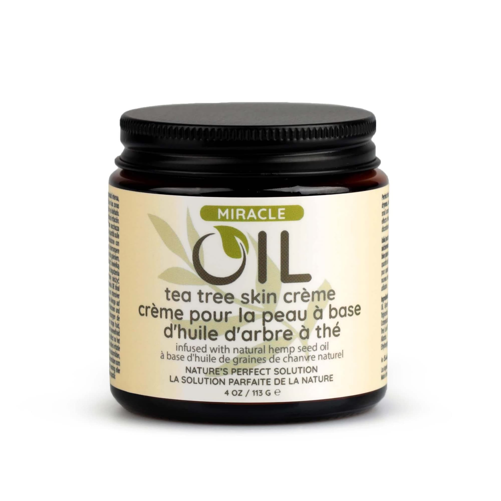 Miracle Oil Tea Tree Creme, 4 oz. - Tea Tree, Hemp Seed, Safflower & Sunflower Seed Oils - Nourish & Protect Skin, Smooth Rough Patches, Calm Irritation - 100% Vegan, Cruelty-Free