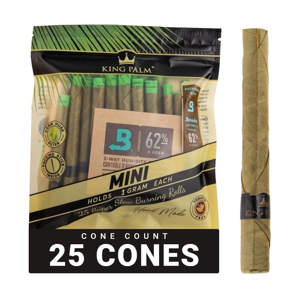 Mini Size Cones - Natural Pre Rolled Cone Palm Leafs - Corn Husk Filter Tip - Pre Rolled Rolling Paper with Tips & Packing Tubes Included