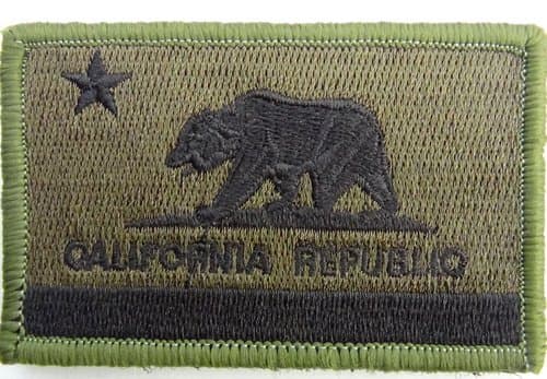 California Flag Patch OD green tactical 2"x3" inches Hook and Loop backing