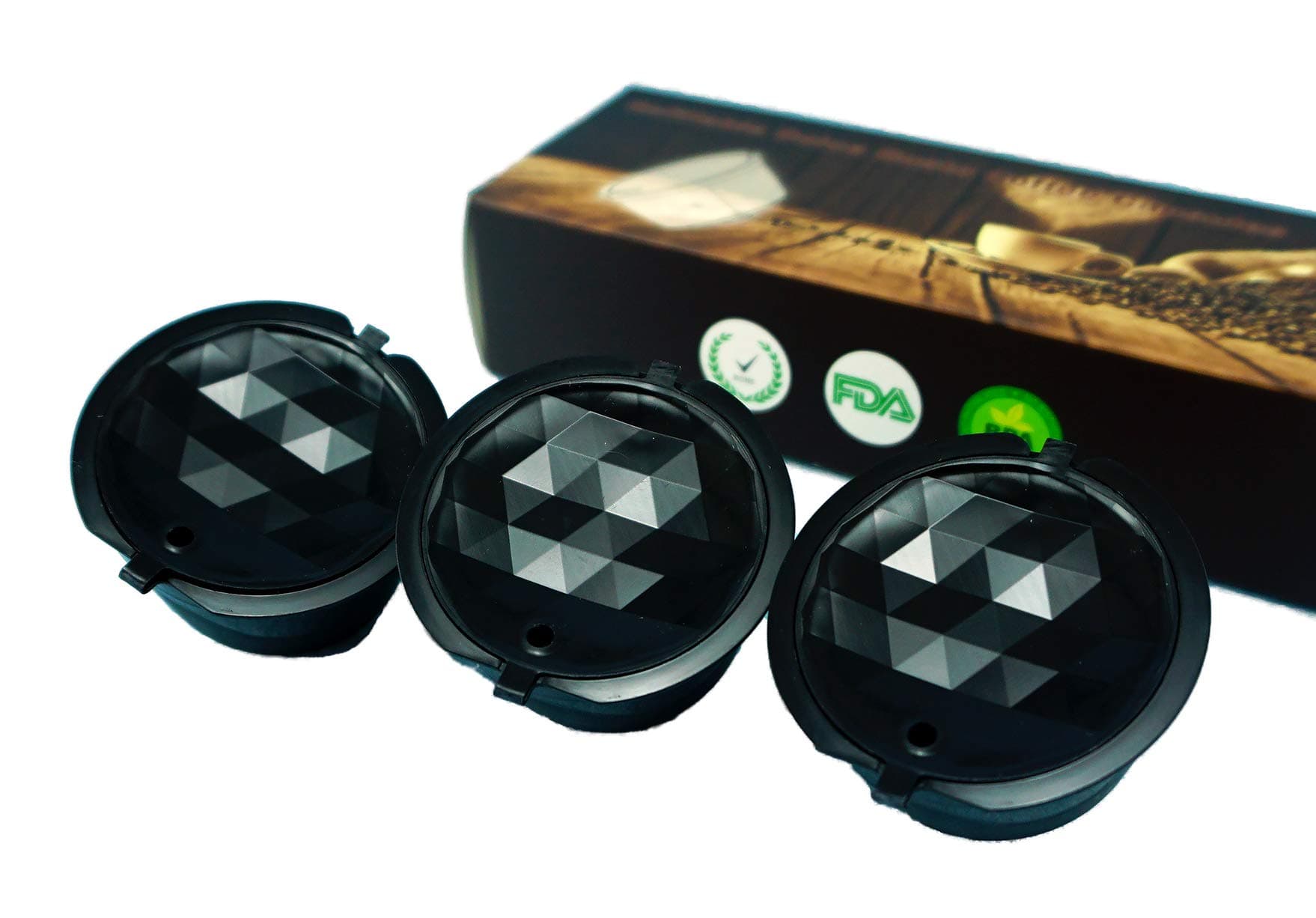 NRP 3-pack Reusable Capsule Compatible for Dolce Gusto Nescafe Coffeemaker Black Diamond Coffee Filter BPA Free