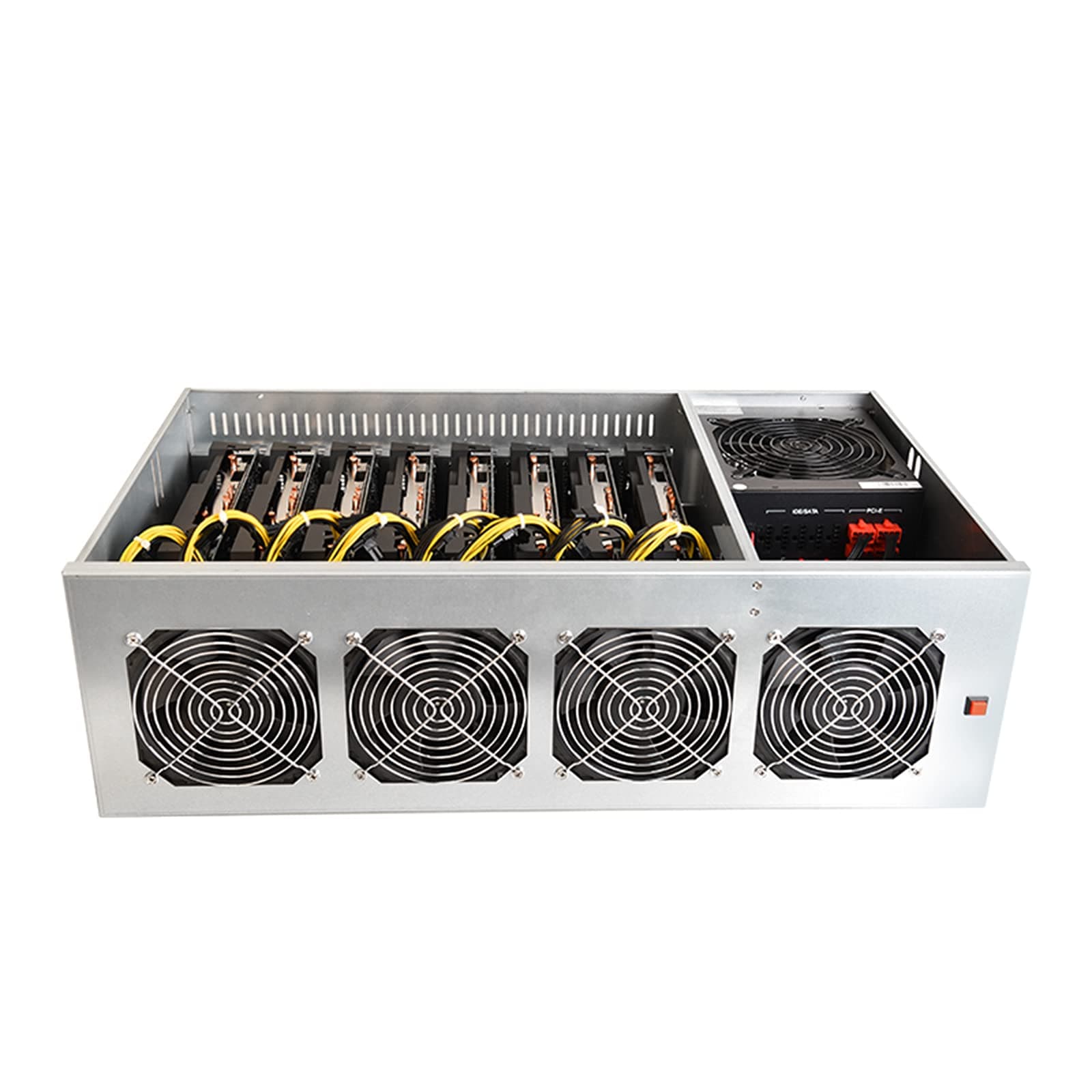 Mining Rig 8 GPU Miner Rig With 4 fans, 4G memory + 120G solid standard system for ETH Ethereum GPU Miner Including Motherboard+2000W power supply