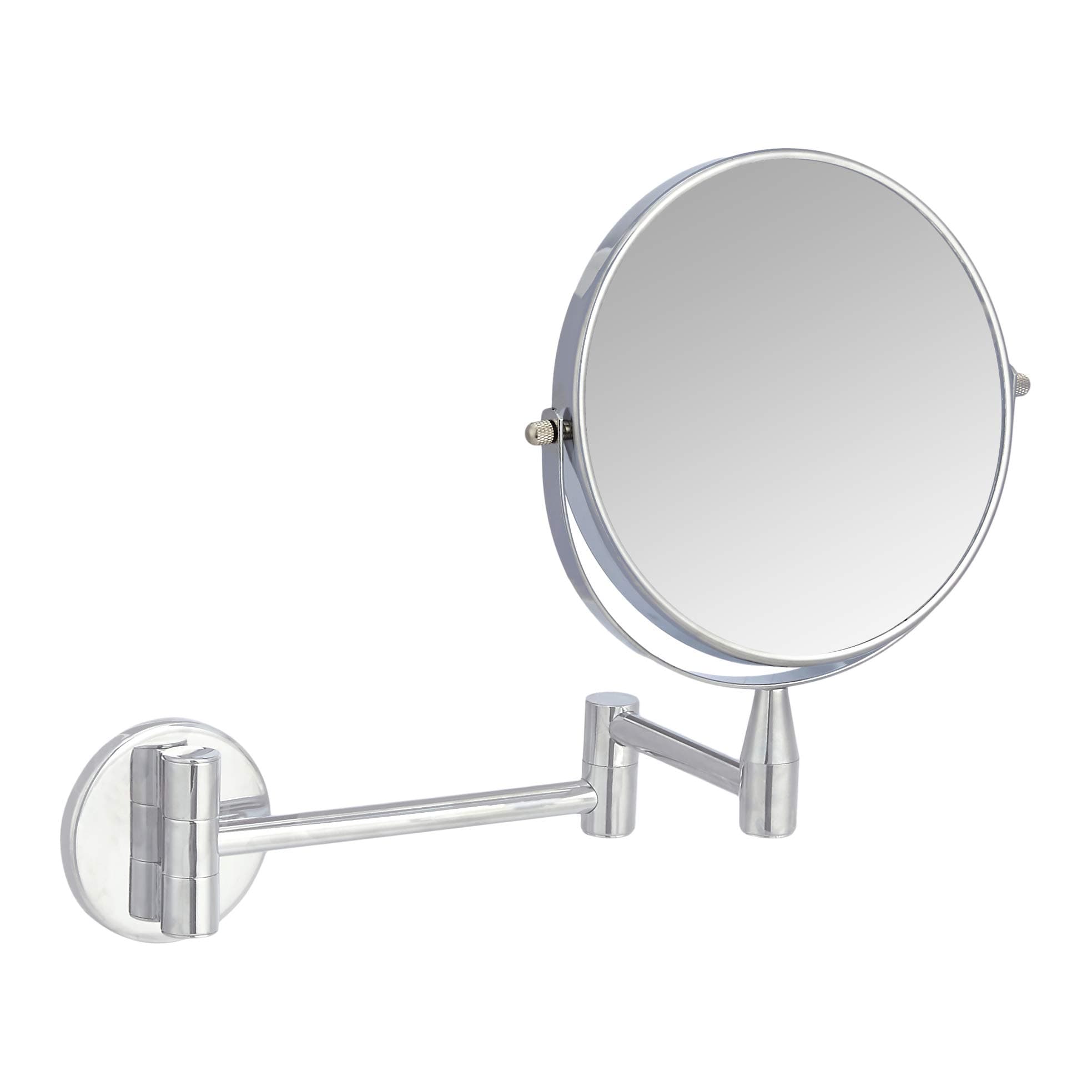Wall Mount Dressing Table Mirror-1X/5X Magnification, Round, Chrome, 15.2" L x 1.18" W