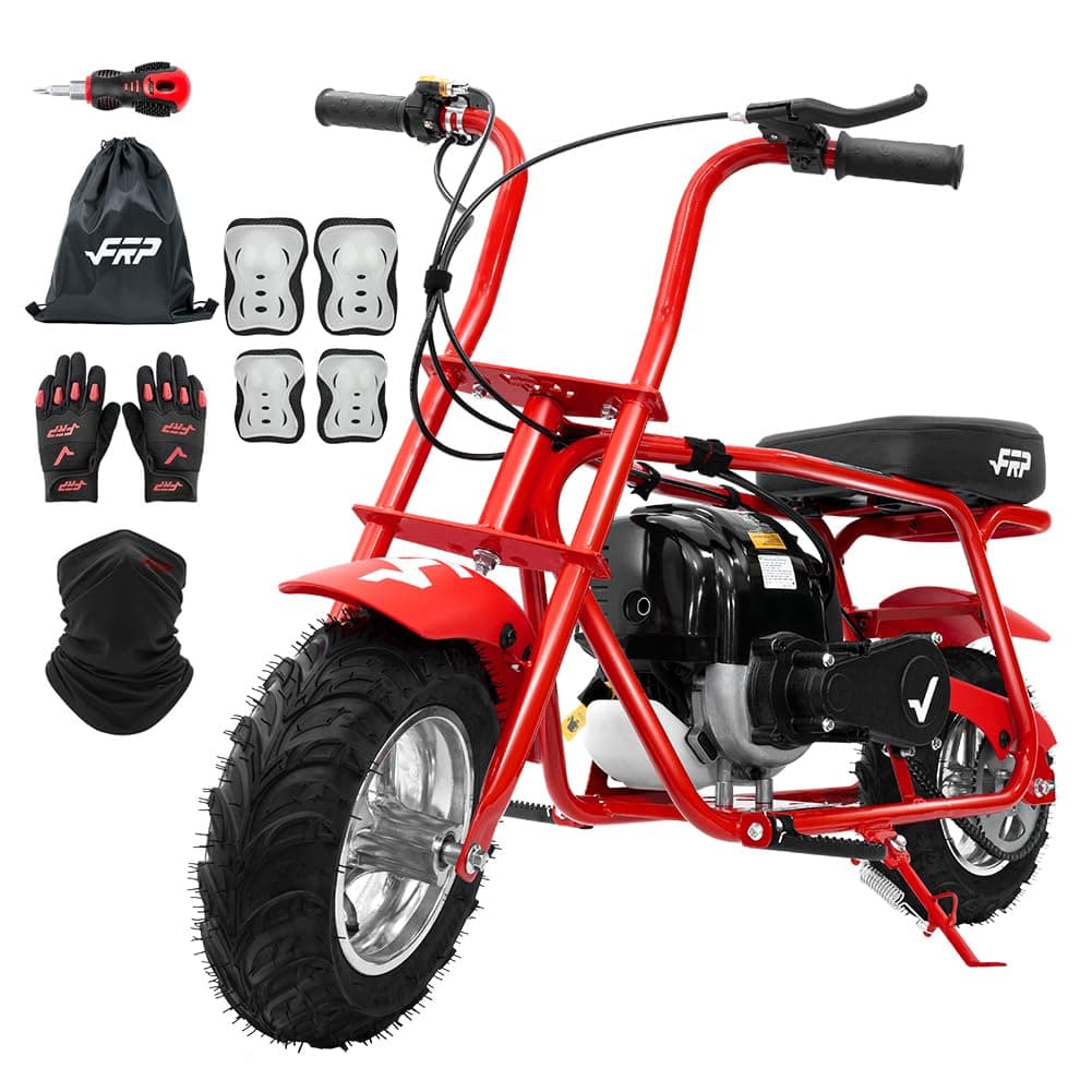 MB40 4-Stroke Mini Bike, 40CC Kids Mini Dirt Bike with No Mixing Oil Need, Easy to Assemble,Goggles, Gloves and Neck Gaiter,18 Mph Max Speed and Support Up to 165 LBS (RED)
