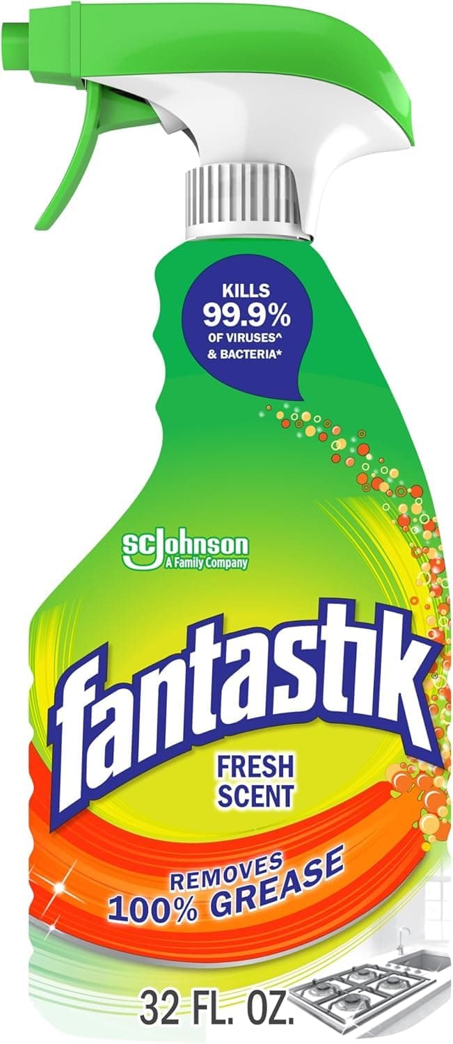 Fantastik All Purpose Cleaner, Multipurpose Surface Cleaner & Kitchen Grease Removal, Packaging Designed to Prevent Leakage and Breakage, Fresh Scent, 32 Fl Oz