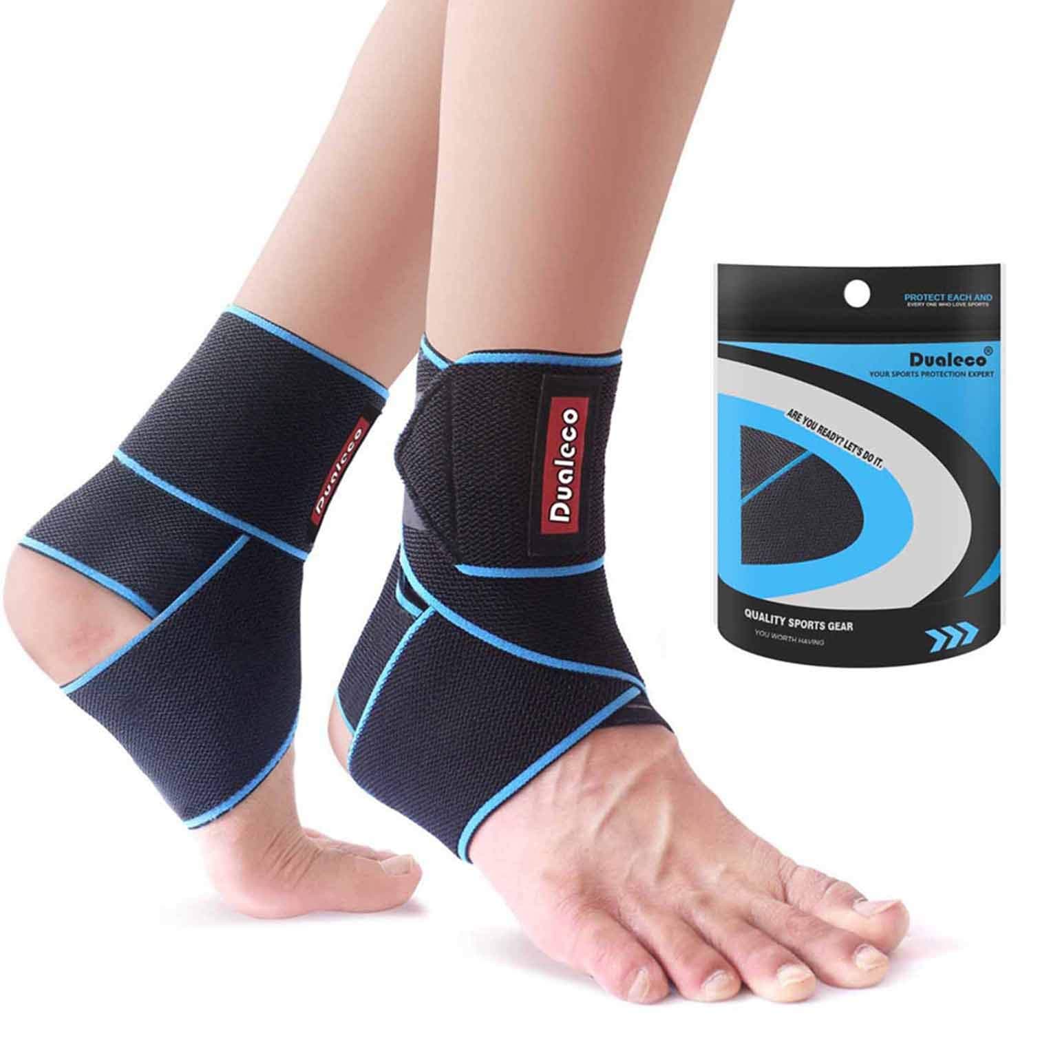 Ankle Support 1 Pair, Adjustable Velcro Ankle Brace for Men/Women, Ankle Wrap for Sports, Sprain, Ligament Damage, Achilles Tendon, Arthritis by Dualeco