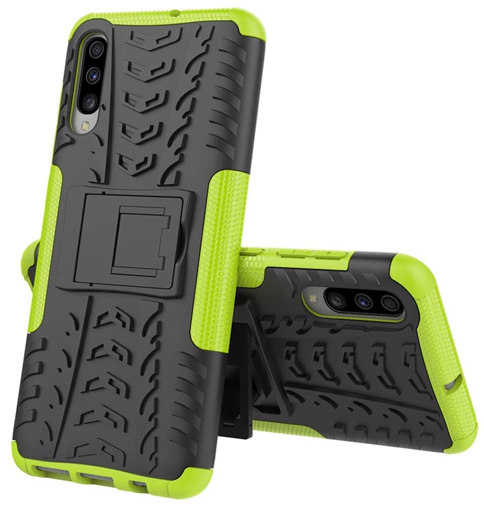 YiakengSamsung Galaxy A70 Case, Double Layer Shockproof Slim Drop Full Body Protection With Kickstand For Samsung Galaxy A70 (Green)