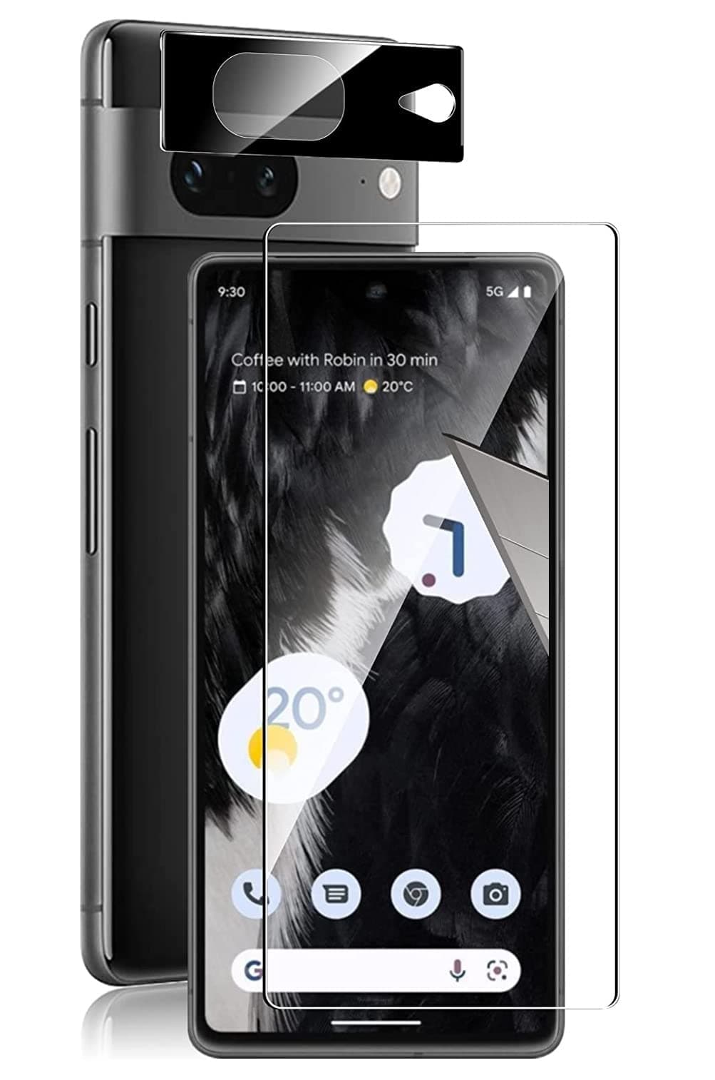 Craftech Google Pixel 7 Full Glue Tempered Glass, 9H 2.5d Clear Gorilla Glass, Bubble Free Application Screen Protector Tempered Glass With Camera Glass For Google Pixel 7