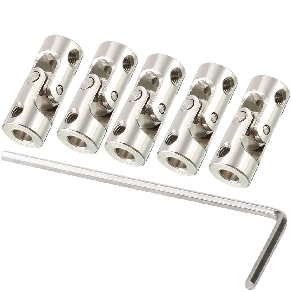 5 Pieces Joint Shaft Coupling, Joint Coupler, U Joint Coupler, with Installation Tools, with 10 Screw, for Connecting Model Cars, Model Ships, Robots