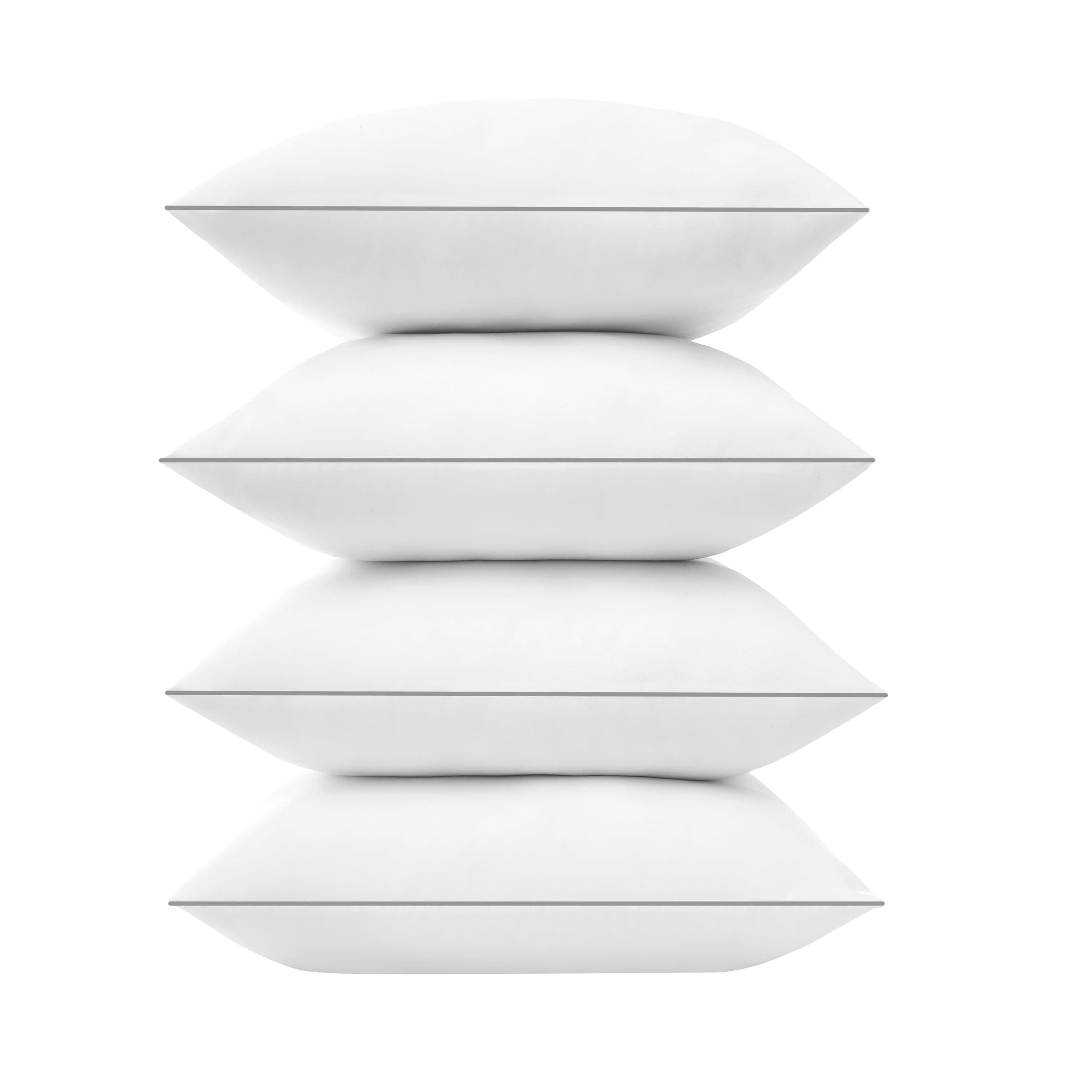 Mr. Ye Throw Pillow Inserts Cushion Inserts 18x18 Inches Down Alternative Decorative Pillow Inserts Fluffy Square Form Sham Stuffer for Sofa, Bed and Couch, Piping Edges Design, Set of 4, White