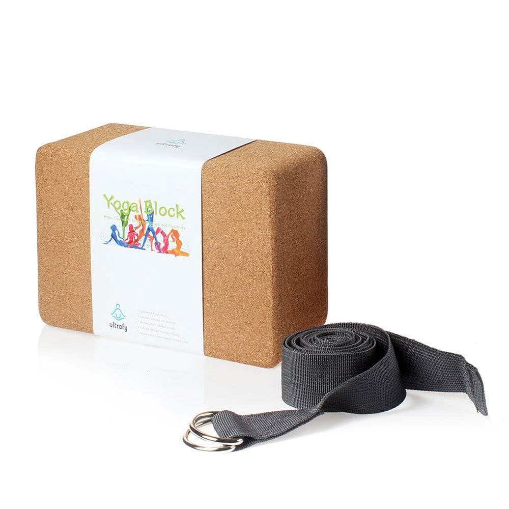 Ultrafy Yoga Blocks Bricks, Water-Resistant, Support Bricks with Exercise Strap for Better Positions Stretching Yoga Accessories