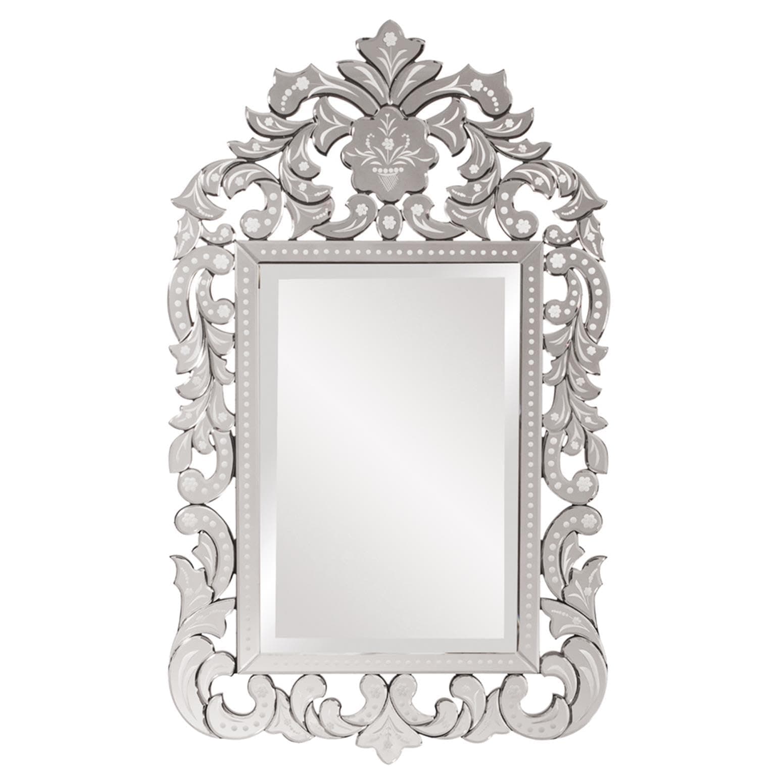 Howard Elliott Collection Large Regina Rectangular Venetian Wall Hanging Mirror, Antique Accent Design with Mirrored Frame, Wall Mirror for Home, Living Room, Entryway and Bathroom, 56 x 34 Inch