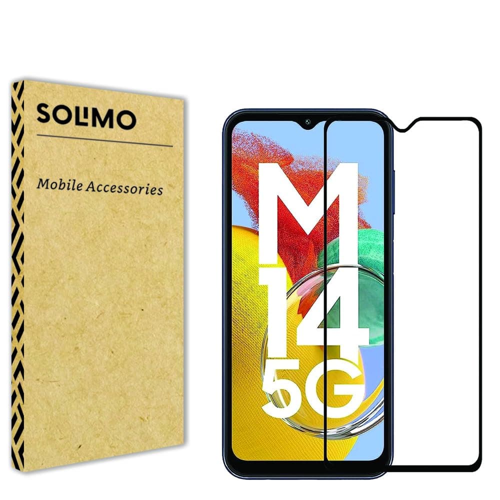 Amazon Brand - Solimo Tempered Glass Screen Protector for Samsung Galaxy M14 5G, Samsung Galaxy F14 5G, Samsung Galaxy A14 5G (2023) with Edge-To-Edge Protector Coverage | Easy Installation Kit