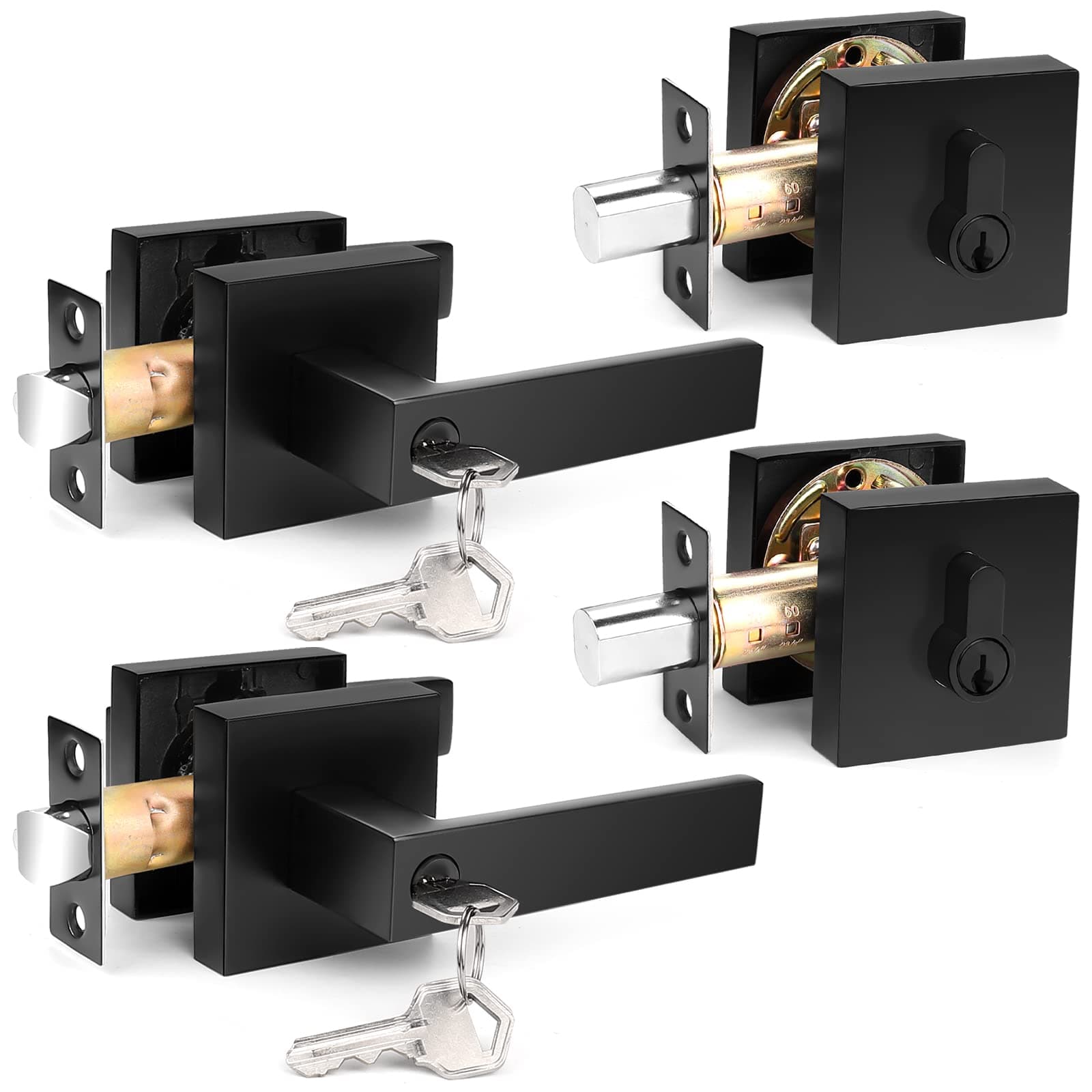 Square Door Lever with Deadbolt