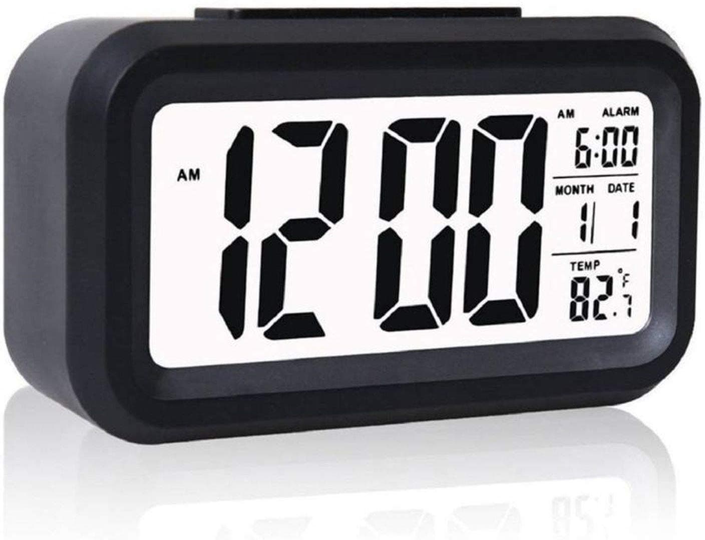 Digital Alarm Clock Table Office Clock with Date Time Temperature Night Light Sensor(Plastic, 1.5Wx5.5Lx3.1H inches,Black)