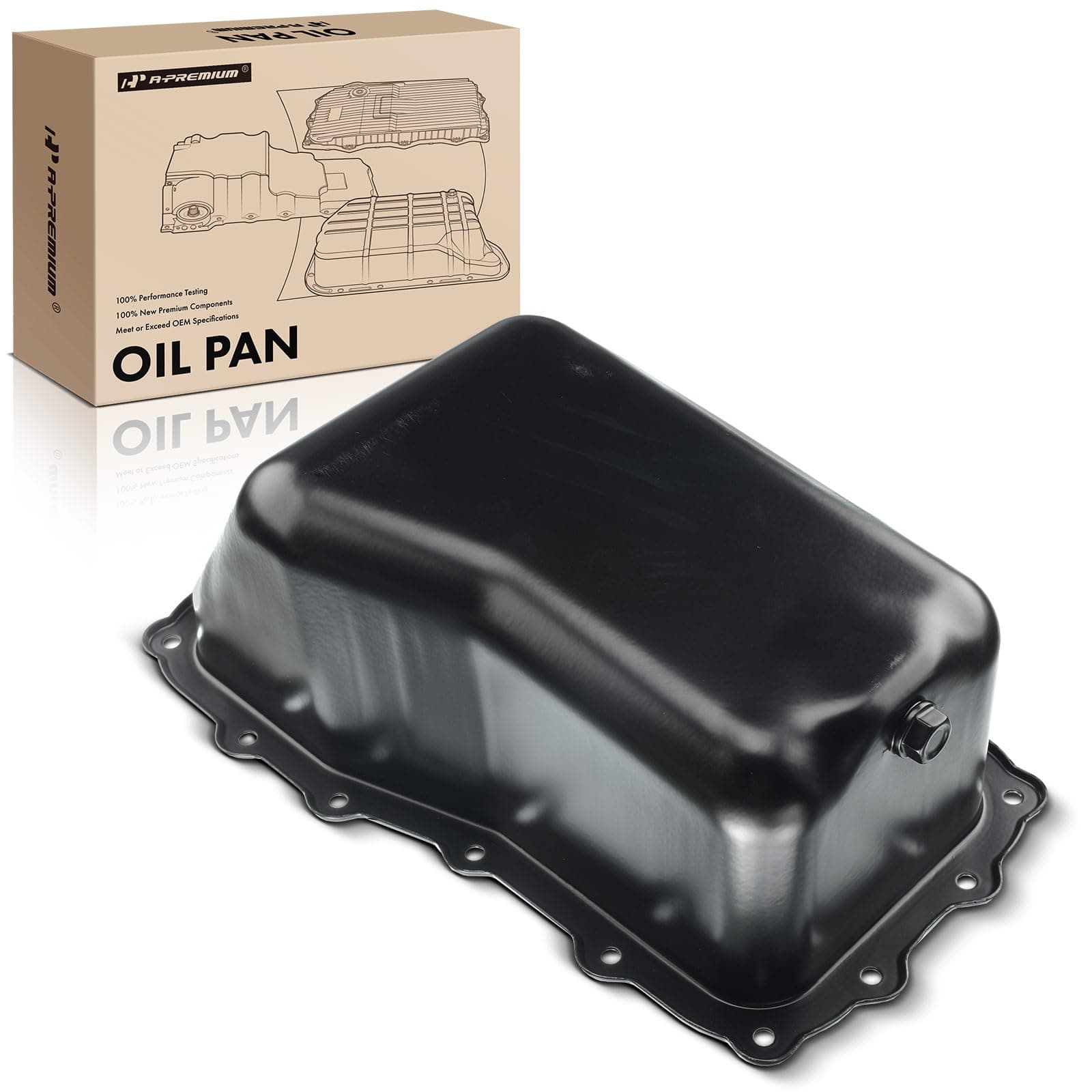 A-Premium Engine Oil Pan Sump with Drain Plug Compatible with Jeep Wrangler 2007 2008 2009 2010 2011, V6 3.8L, Replaces 4666153AC