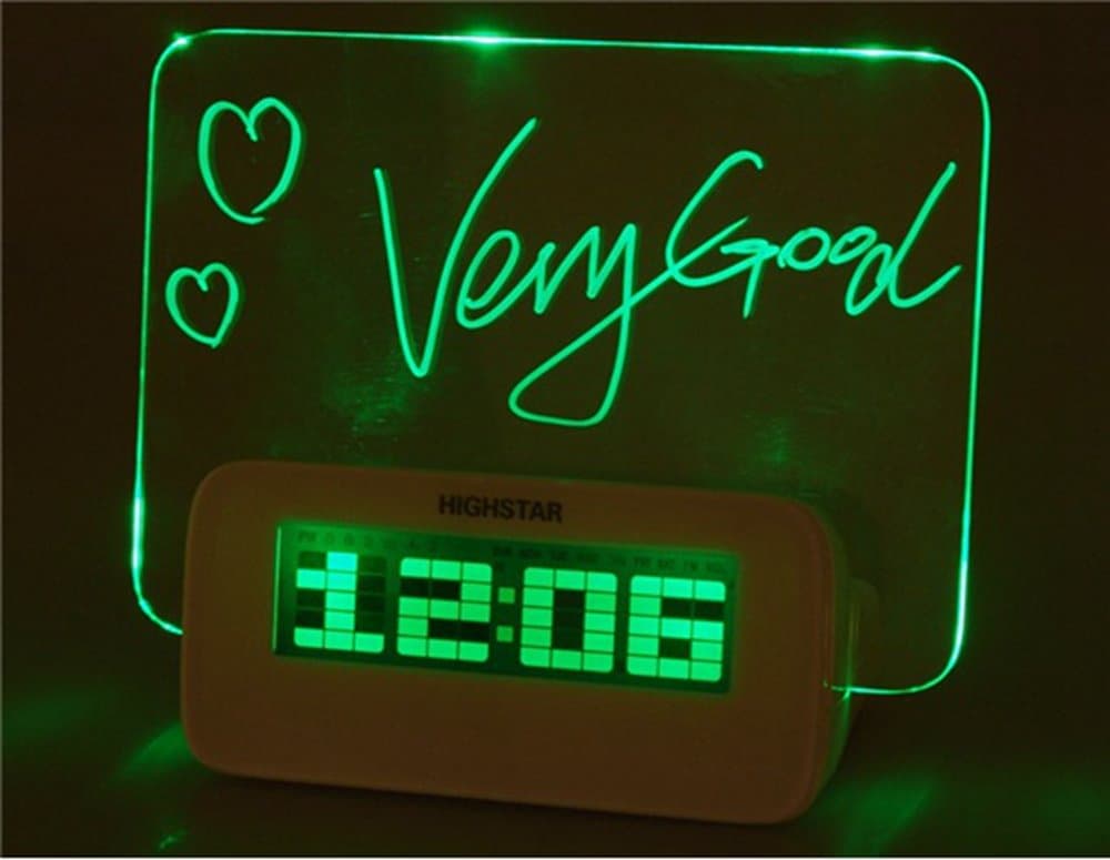 Quick Shopping trade;USB Powered Green Backlight Alarm Clock with Message Board (White)