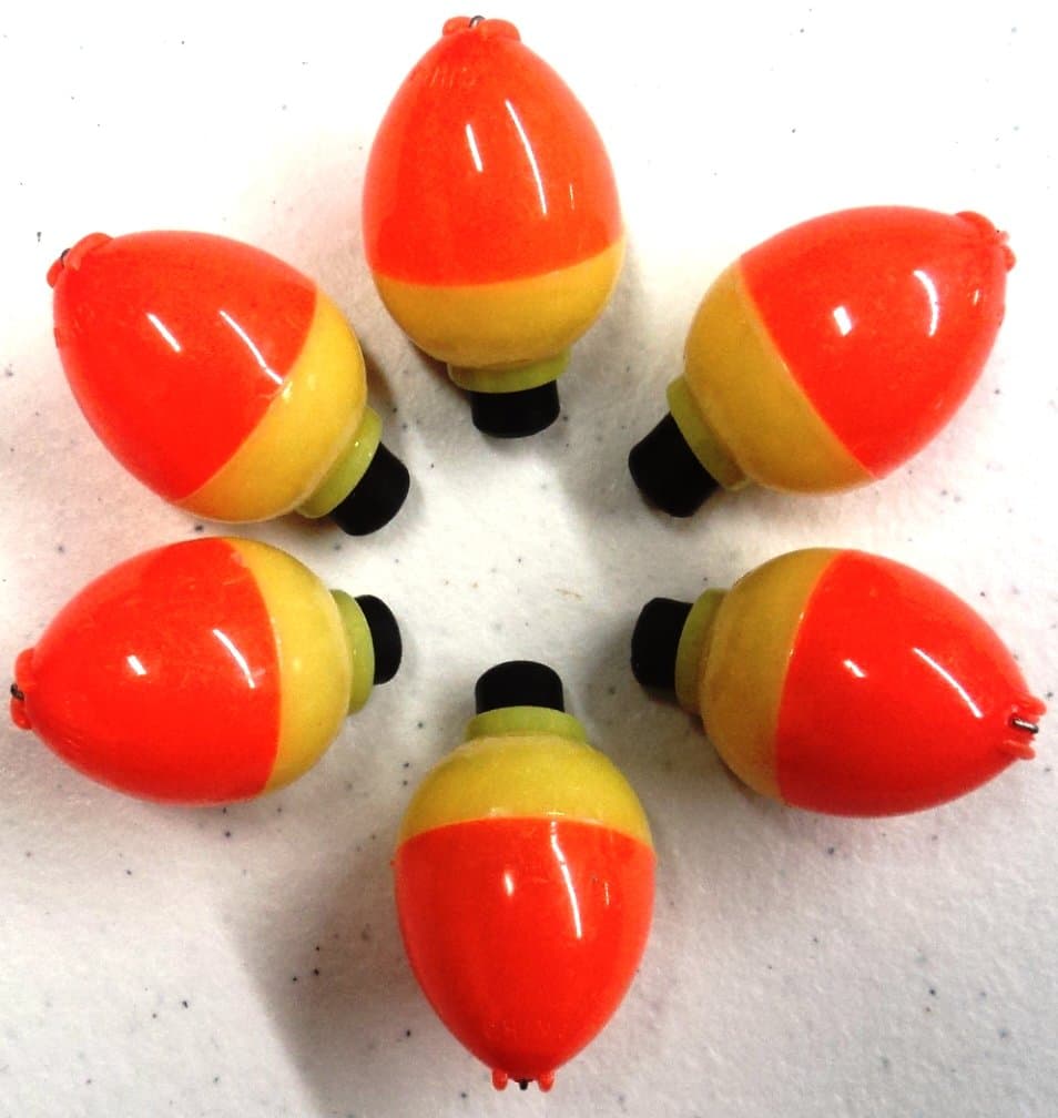 1" Ice Bobber; Pear Shape; Orange/Yellow; 6 Pack; Easy to See/Use; #50PB3PF