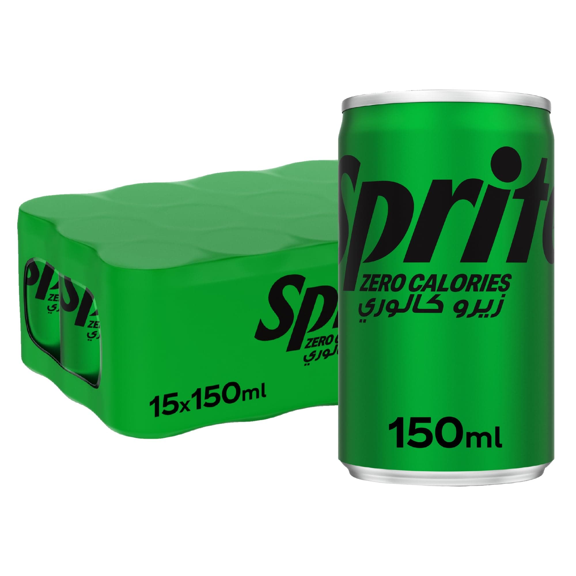 SPRITE Zero Calories, Carbonated Soft Drink, Can 150ml, Pack of 15