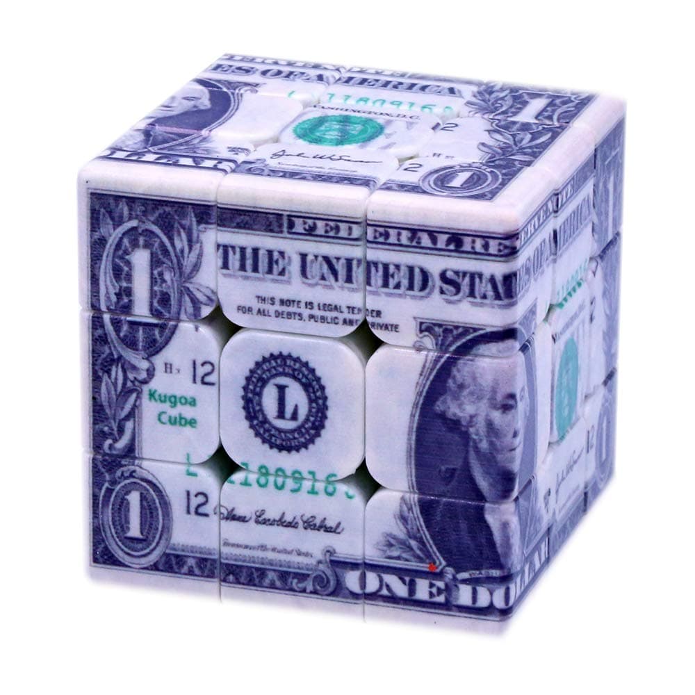 Speed Cube 3x3 One-Dollar Notes/Bill Facade Pattern Magic Cube Puzzle,IQ Games Puzzles Relief Effect Teens ,5.6cm/2.2"