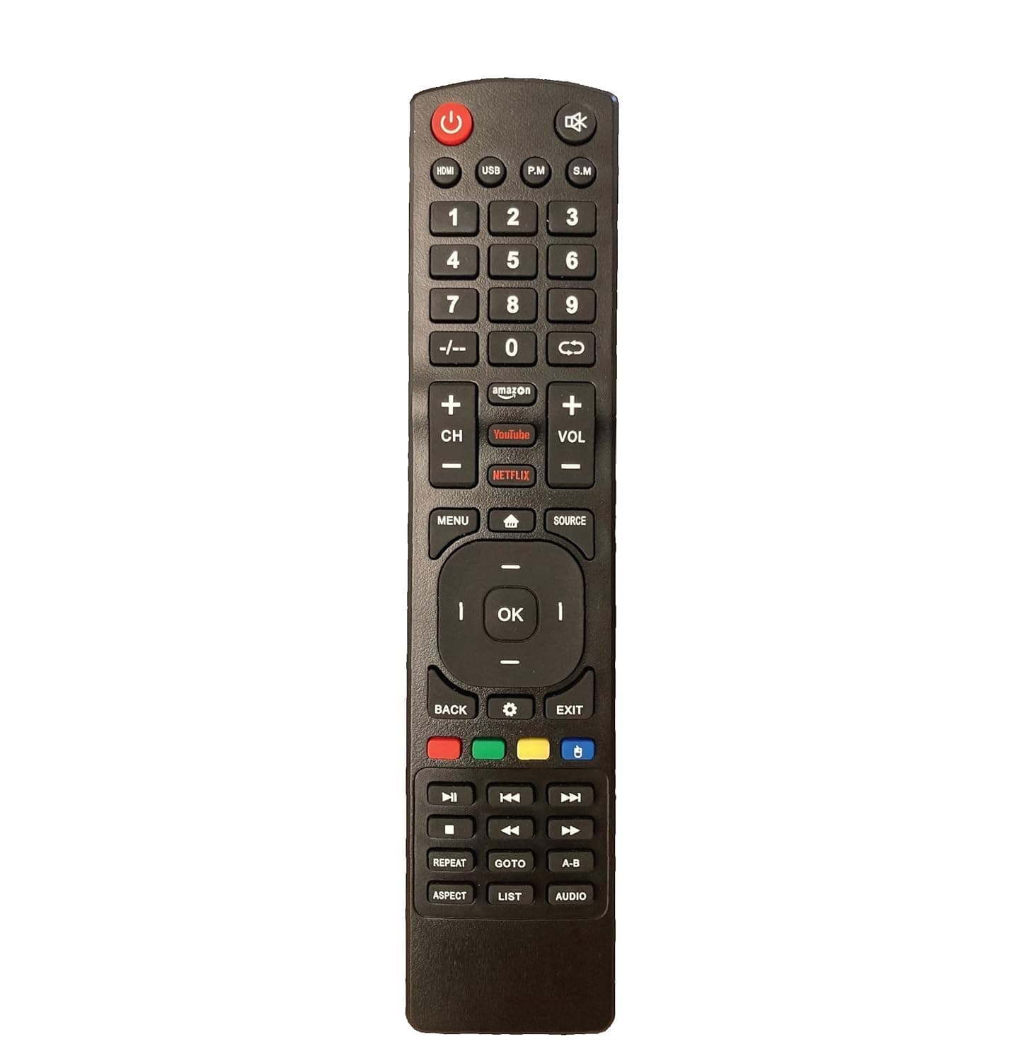 TIZOQ Replacement Remote Control Compatible for Dyanora & Feltron Supported Model No. FT-2409(S) Smart TV - Please Match The Image with Your Old Remote Before Placing The Order (Black)