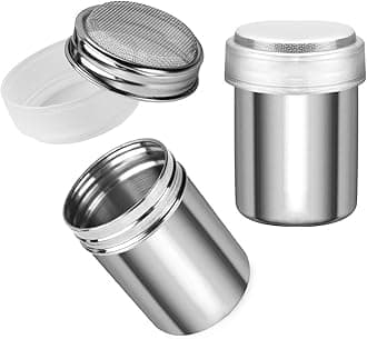 Accmor 2pcs Powdered Sugar Shaker Duster, Cinnamon Shaker Flour Sifter, 10oz Stainless Steel Fine Mesh Dredges Shakers for Cinnamon Flour Salt Pepper