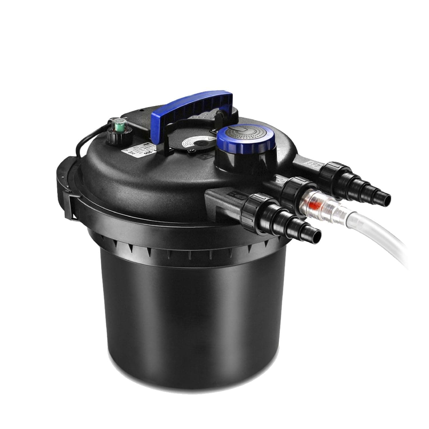 Flexzion Bio Pressure Pond Filter with UV-C Light Clarifier - 800-1600 Gallons (6000L) GPH Filtration System - Suitable for Koi Ponds, Ornamental Pools, Landscape Water & Fish Aquariums