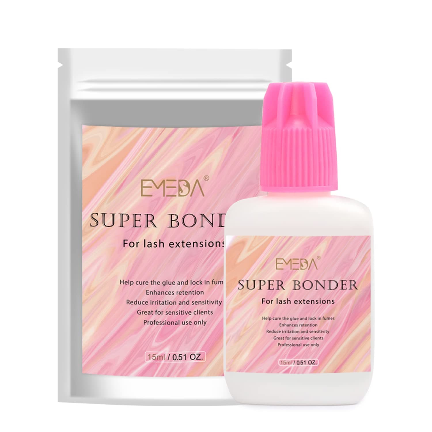 EMEDA Lash Bonder for Eyelash Extensions, Not Glue, Glue Accelerator for lash Extensions, Sealer Adhesive, Speed up Glue Drying Time, Add Glue Elasticity, Lock in Glue Fume(15ml Super Bonder Sealant)